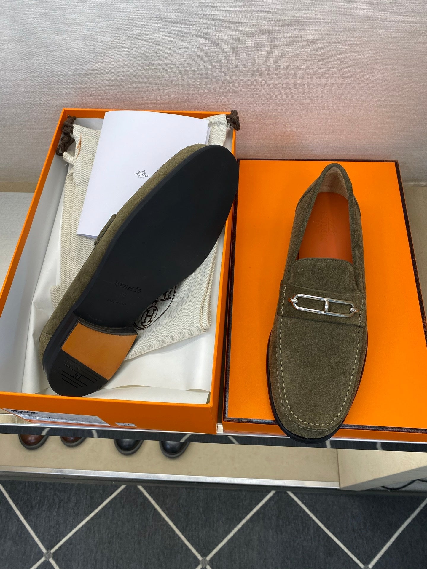 HM Men's Colette Loafer Olive Green Suede 680423