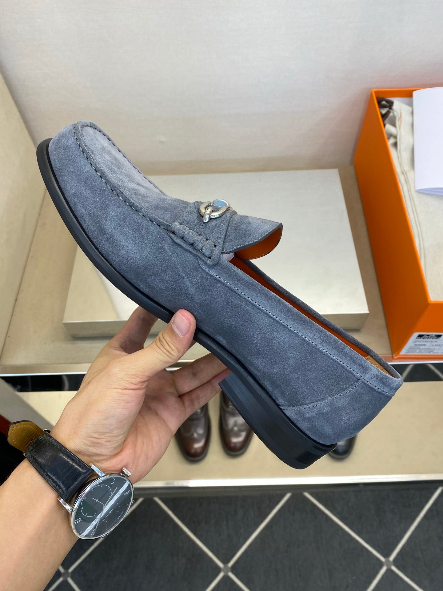 HM Men's Colette Loafer Charcoal Grey Suede 680424