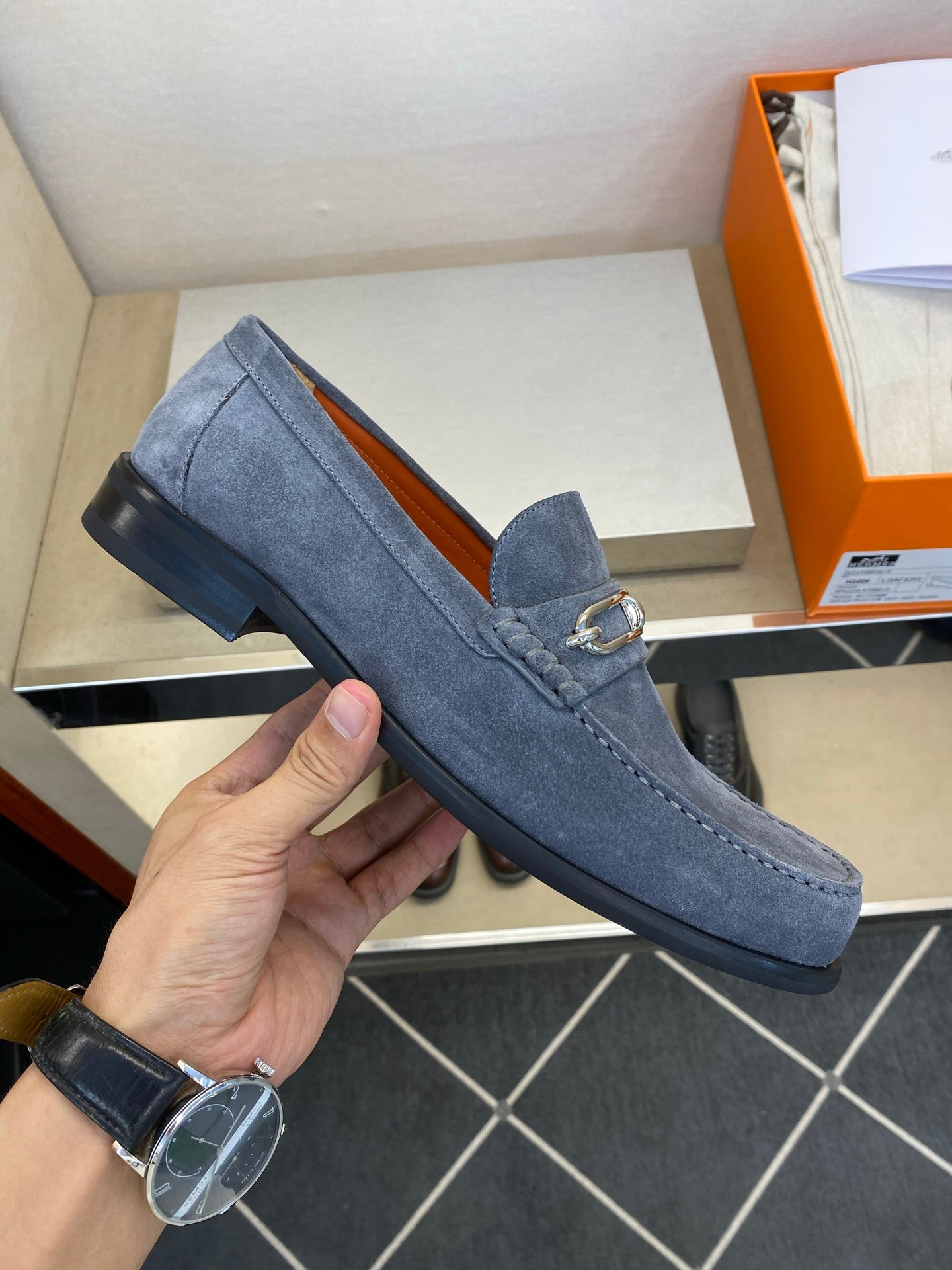 HM Men's Colette Loafer Charcoal Grey Suede 680424