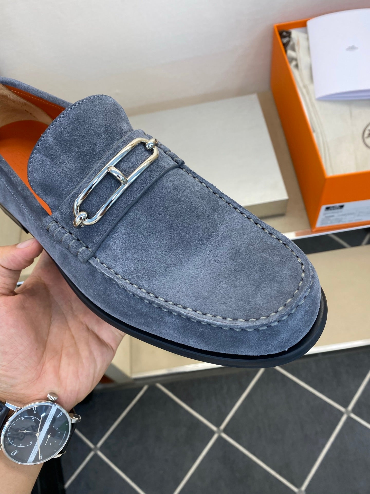 HM Men's Colette Loafer Charcoal Grey Suede 680424