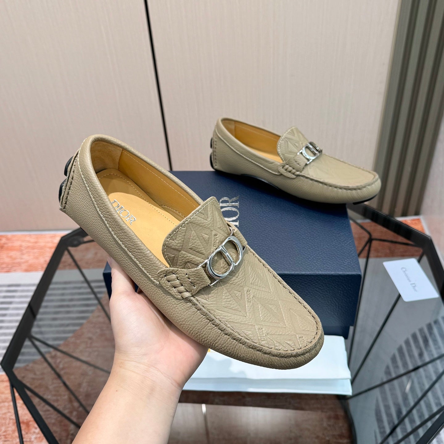 CD OdÃ©on Loafer Beige Calfskin 638582