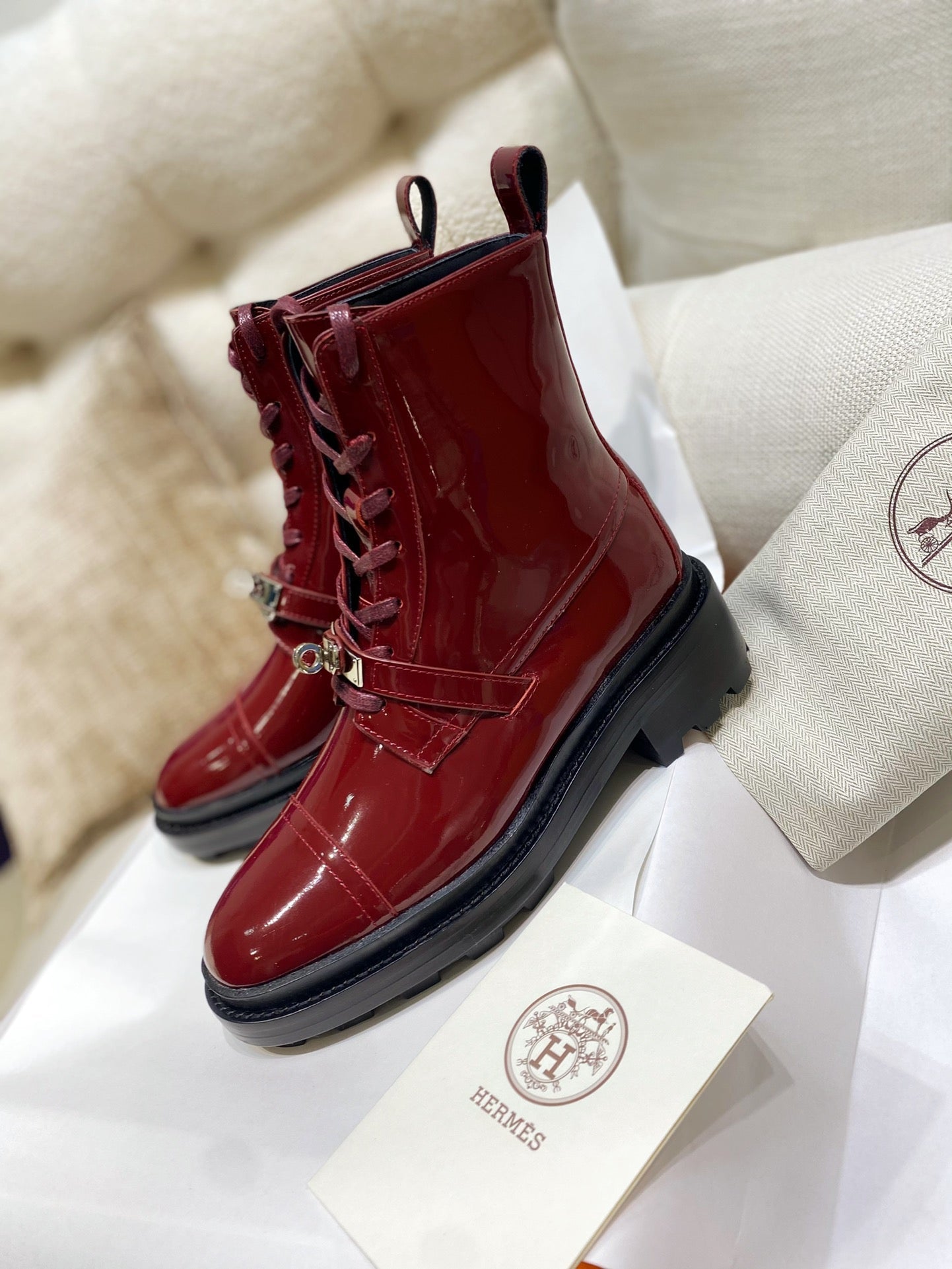 HM Funk Ankle Boot Red Shiny Cowhide 348024