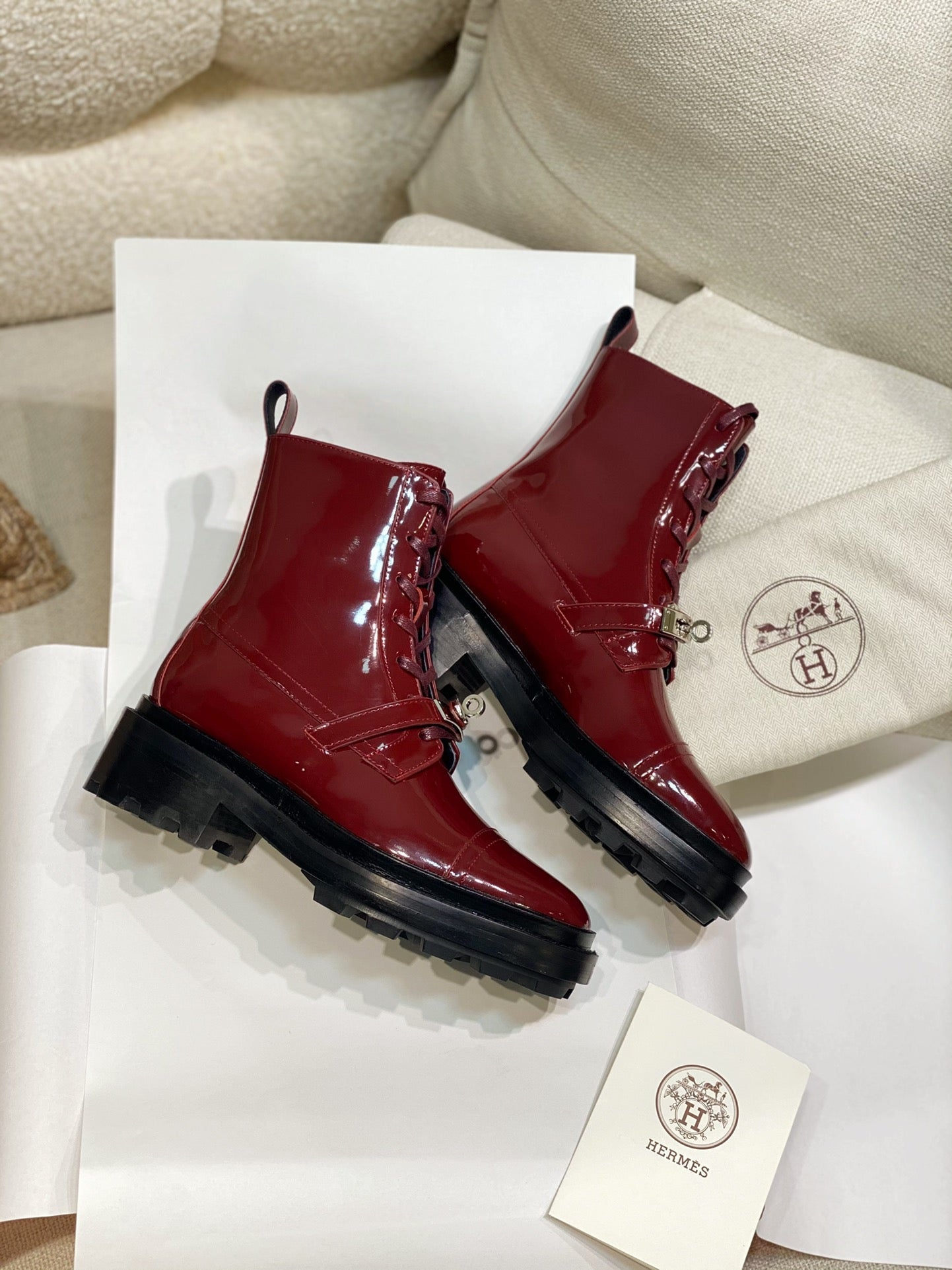 HM Funk Ankle Boot Red Shiny Cowhide 348024