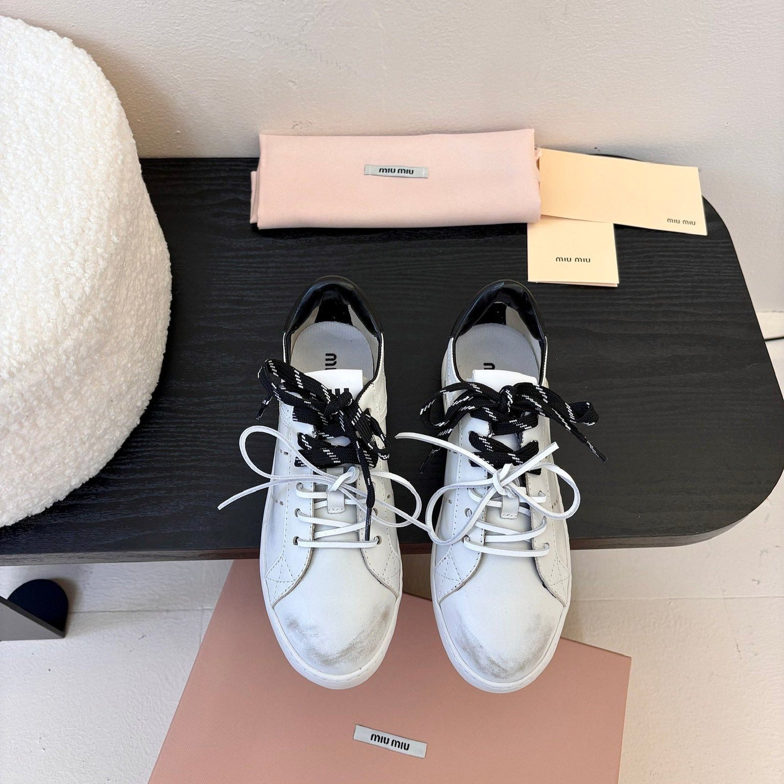 Miu 25C Sneakers White mix Black  Leather 235749