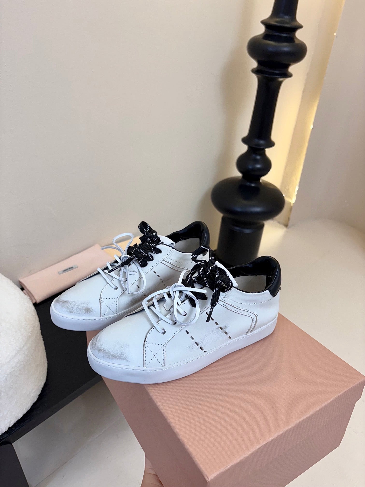 Miu 25C Sneakers White mix Black  Leather 235749