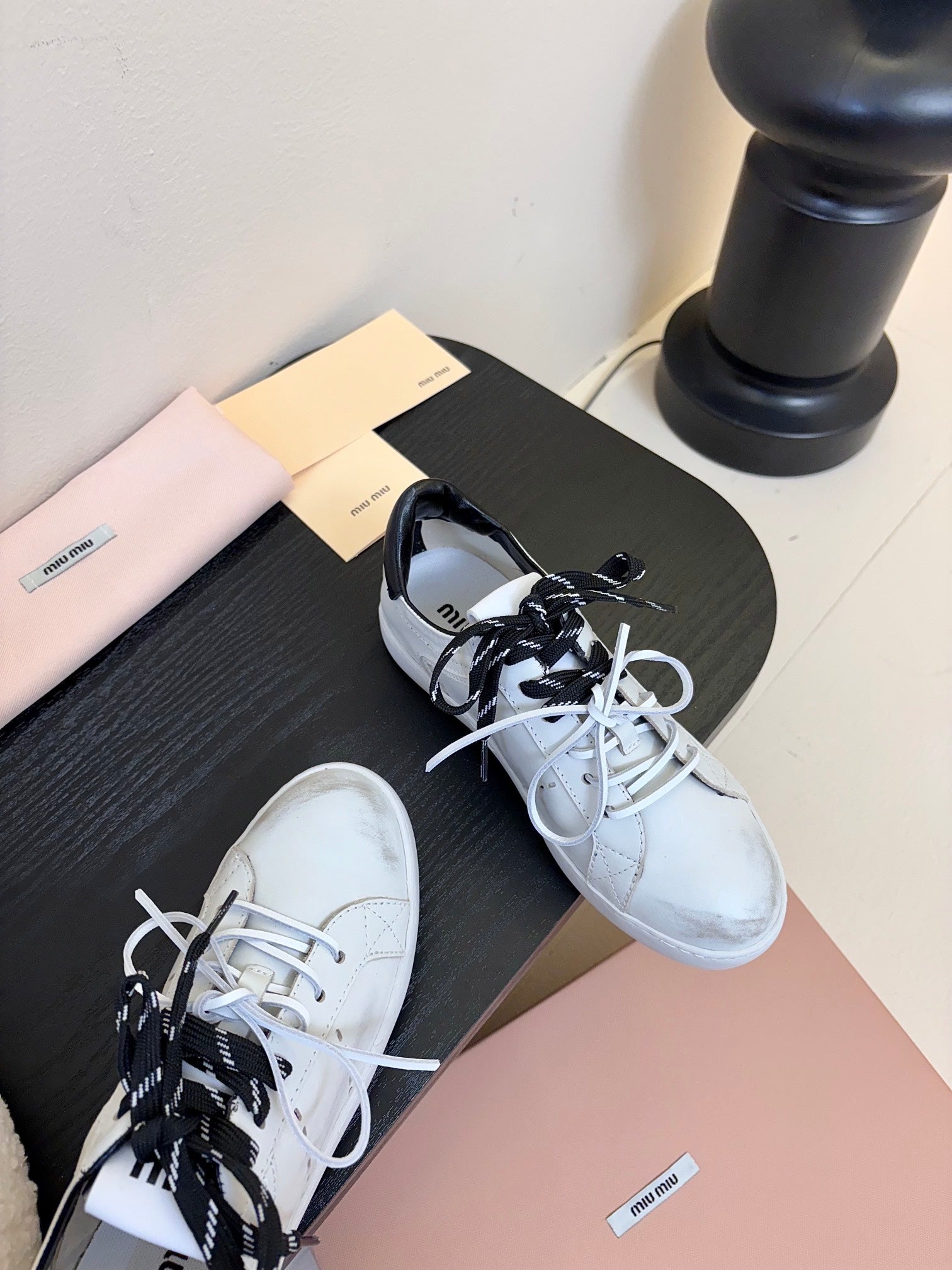 Miu 25C Sneakers White mix Black  Leather 235749