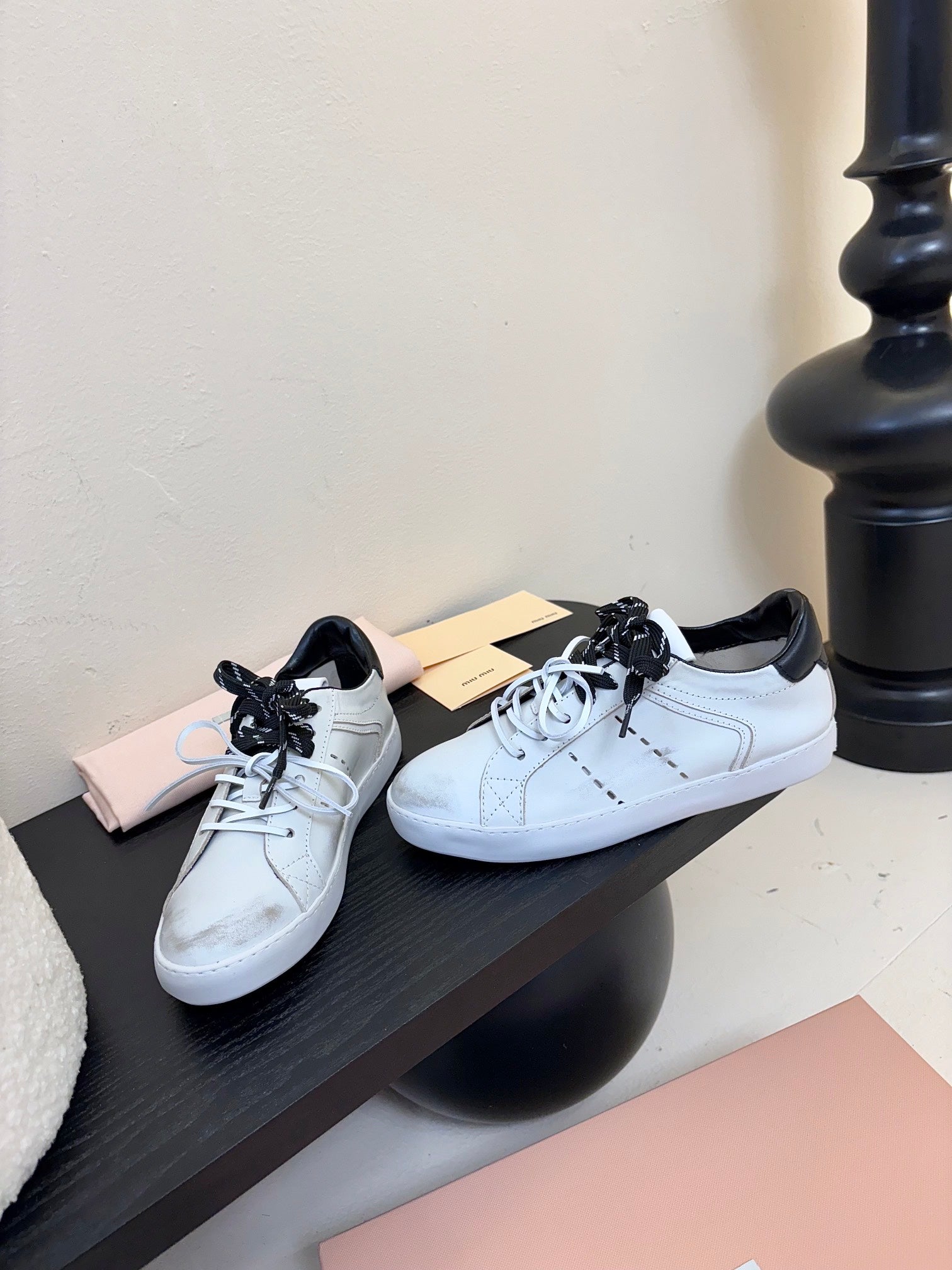 Miu 25C Sneakers White mix Black  Leather 235749