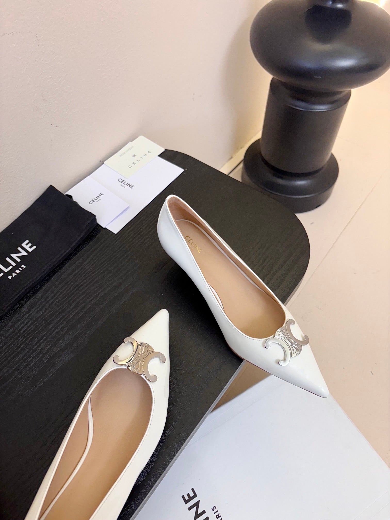 CELINE Pump White Patent Calfskin 235700