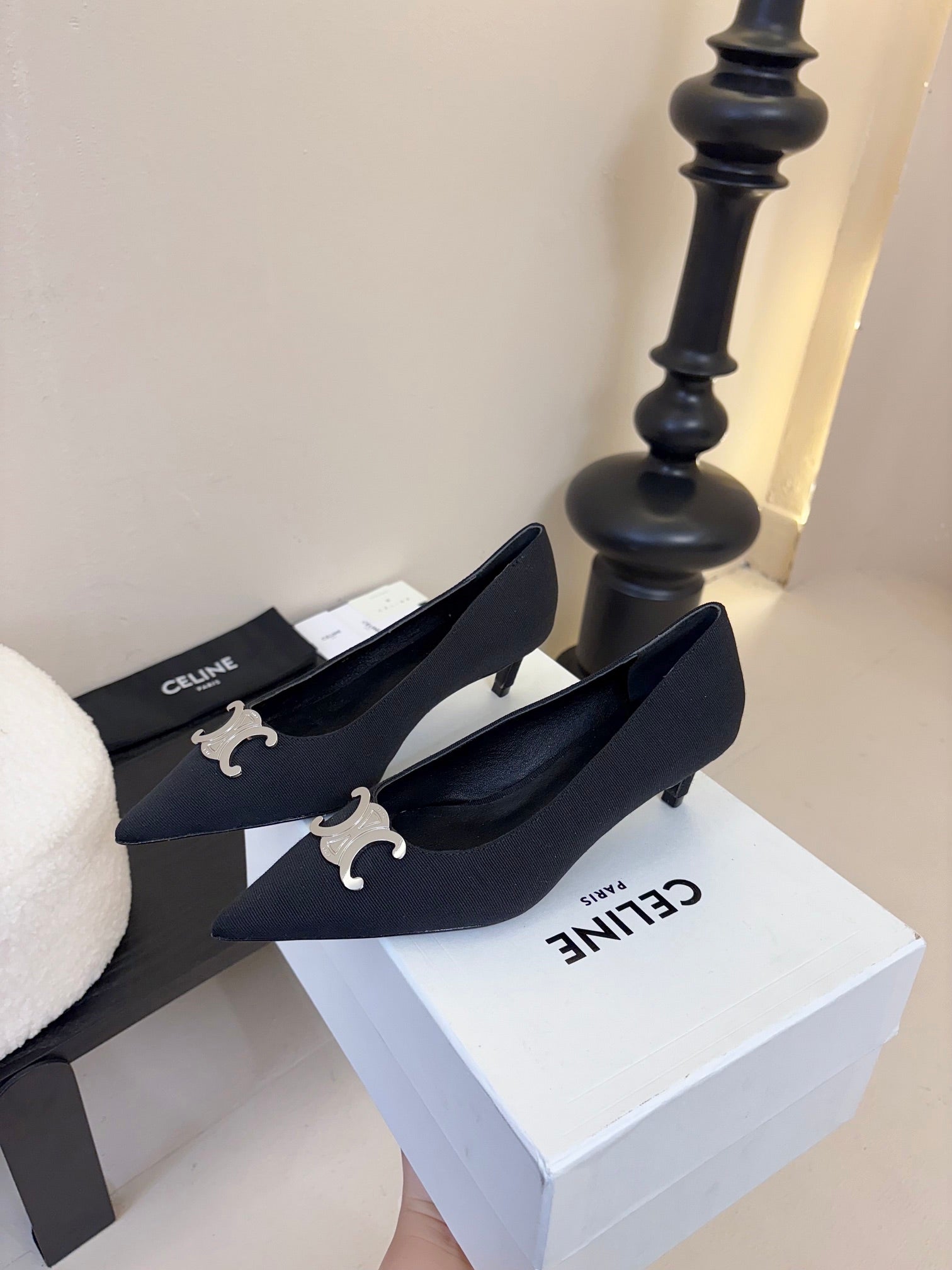 CELINE Pump Black Fabric 235702