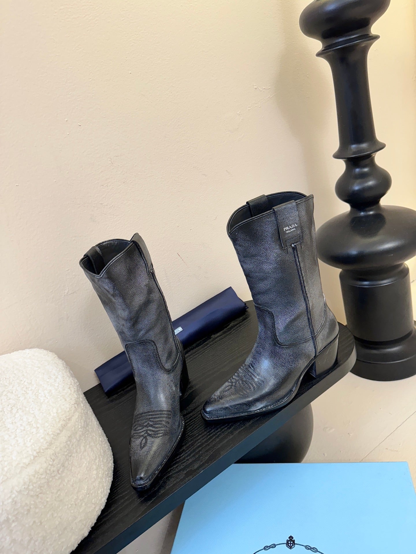 PRA short boots charcoal black leather 478573