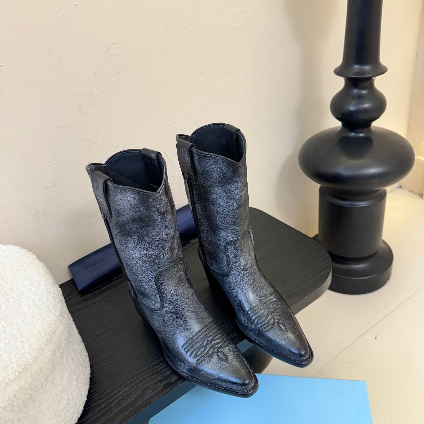 PRA short boots charcoal black leather 478573