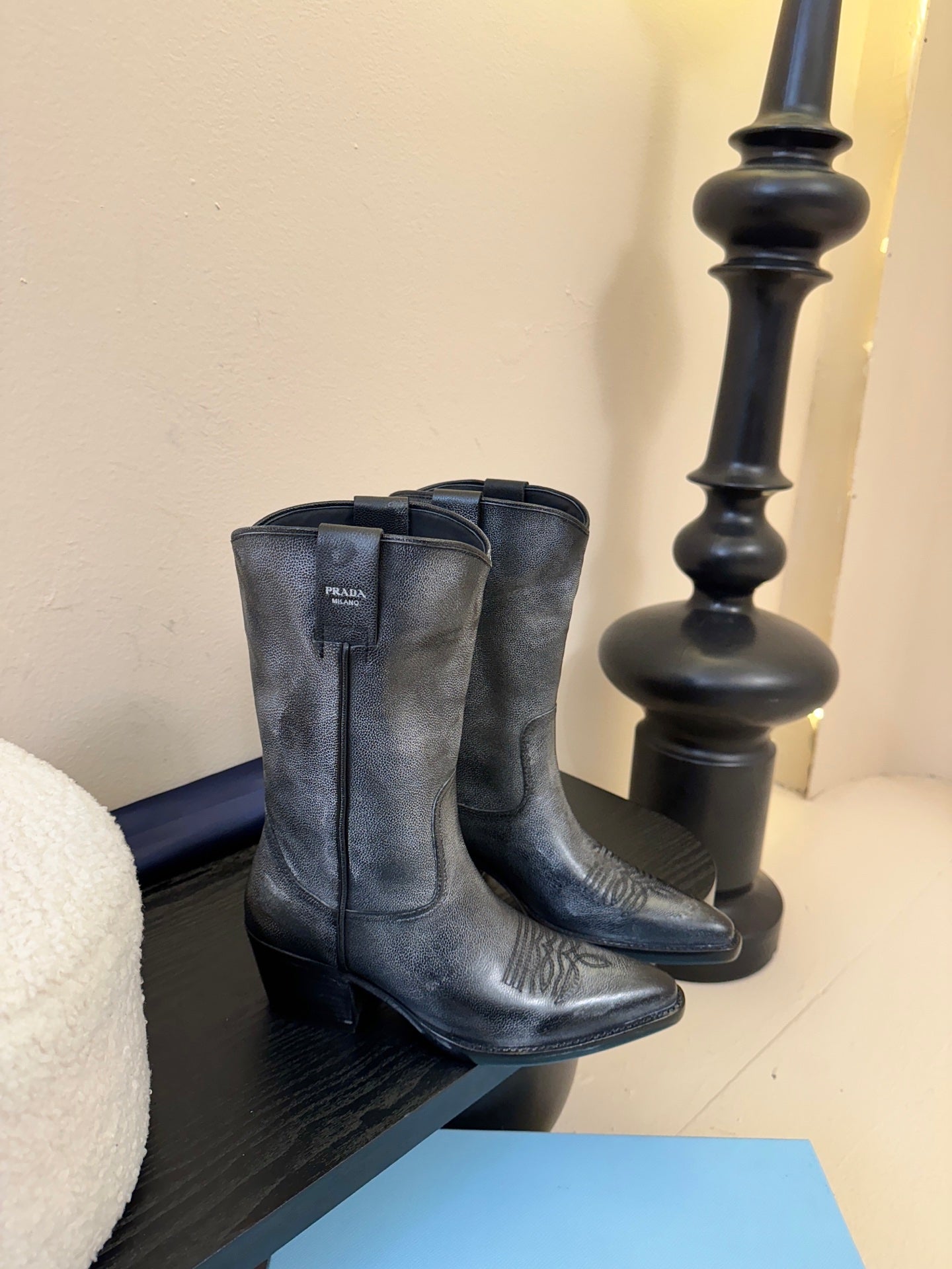 PRA short boots charcoal black leather 478573