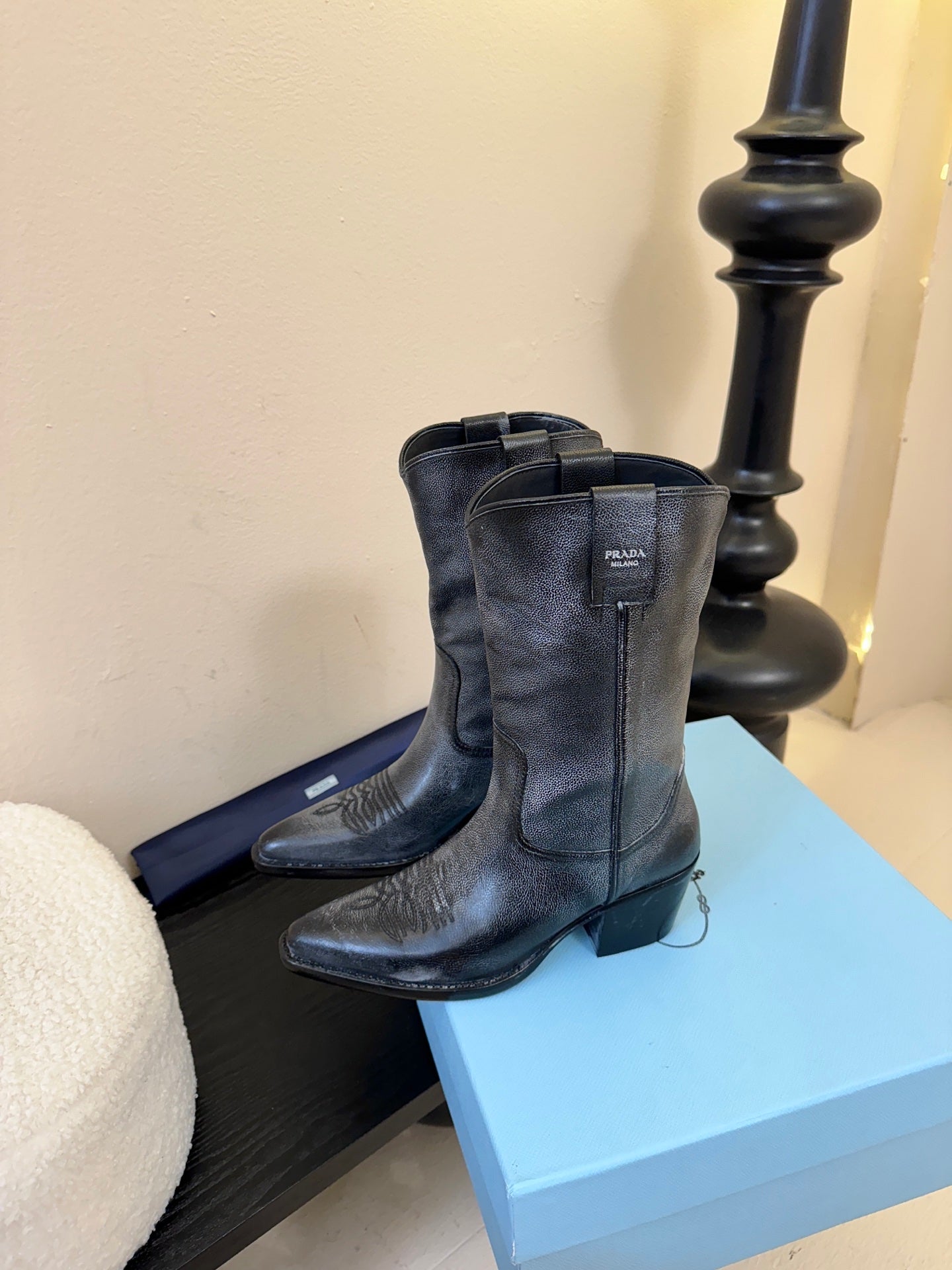 PRA short boots charcoal black leather 478573