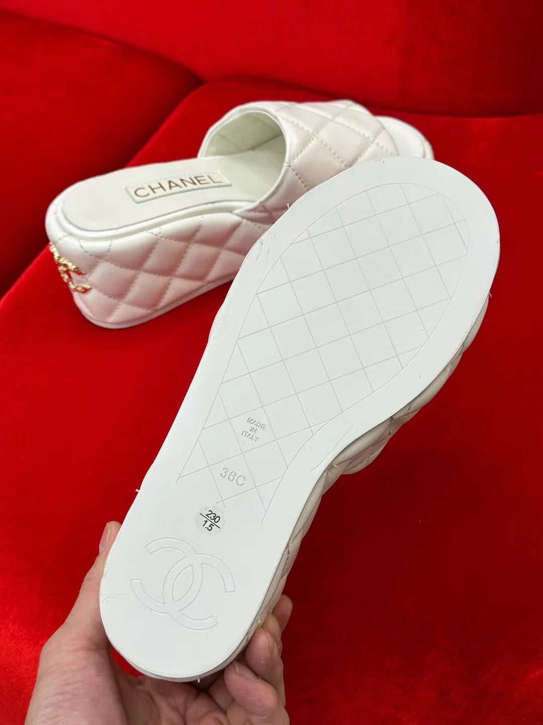 CC WEDGE HEELS WHITE LAMBSKIN