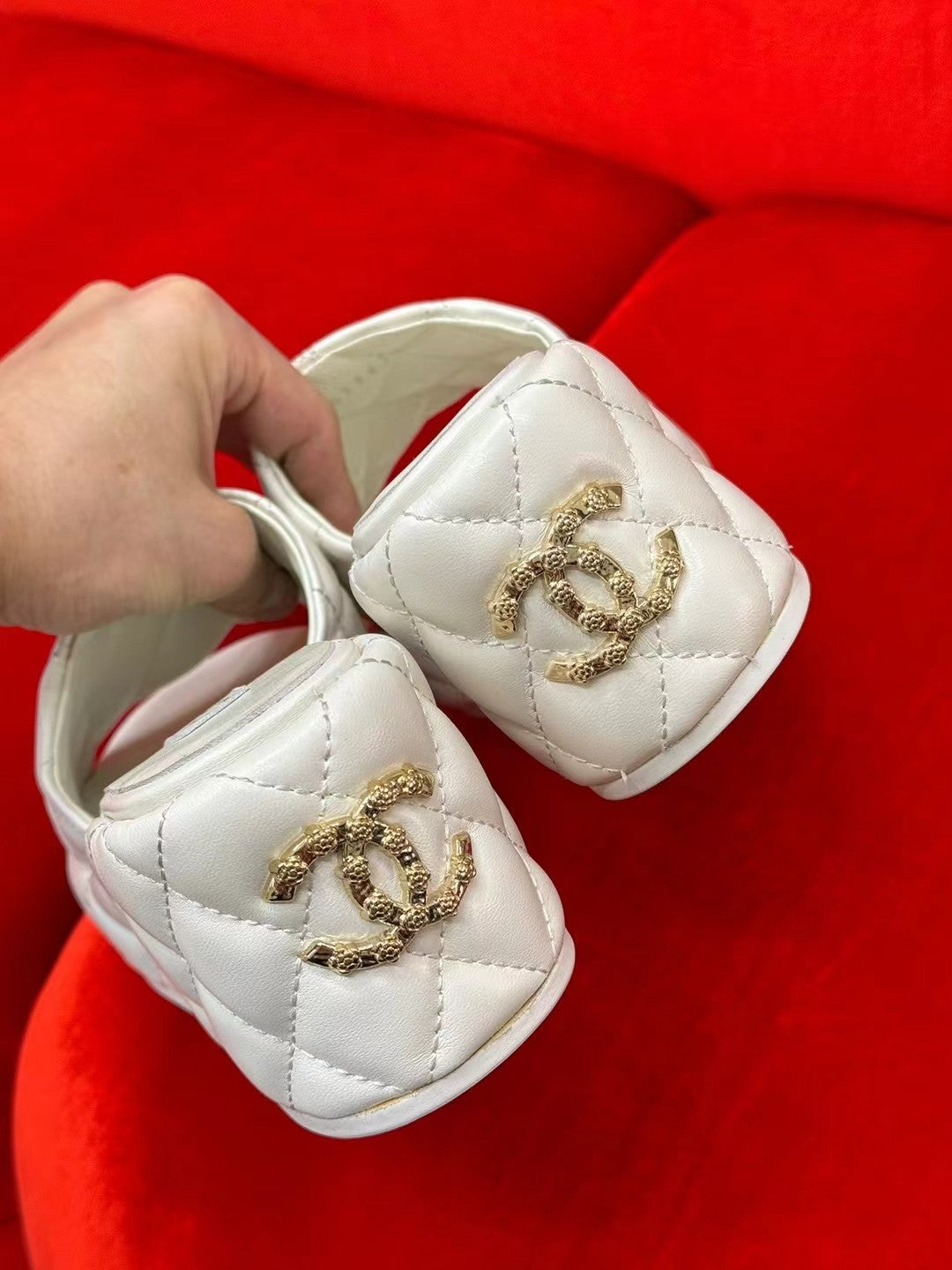 CC WEDGE HEELS WHITE LAMBSKIN