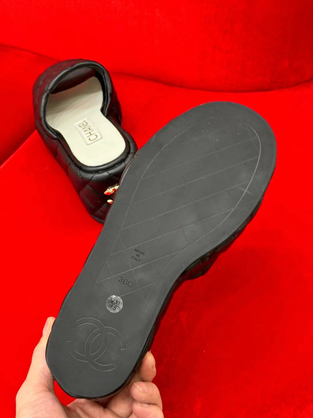 CC WEDGE HEELS BLACK LAMBSKIN