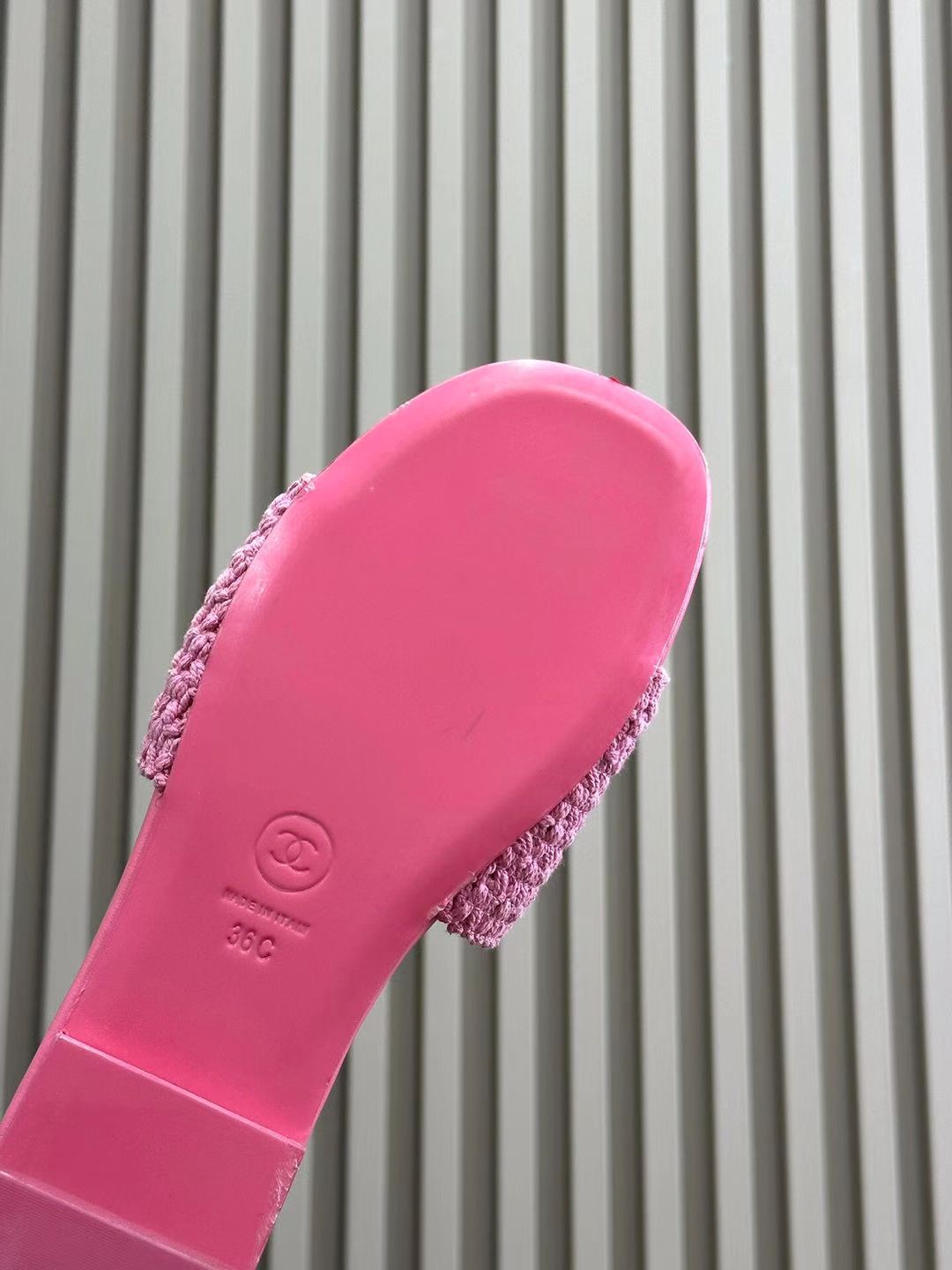 CC WOVEN SLIPPERS LIGHT PINK COWHIDE SOLE