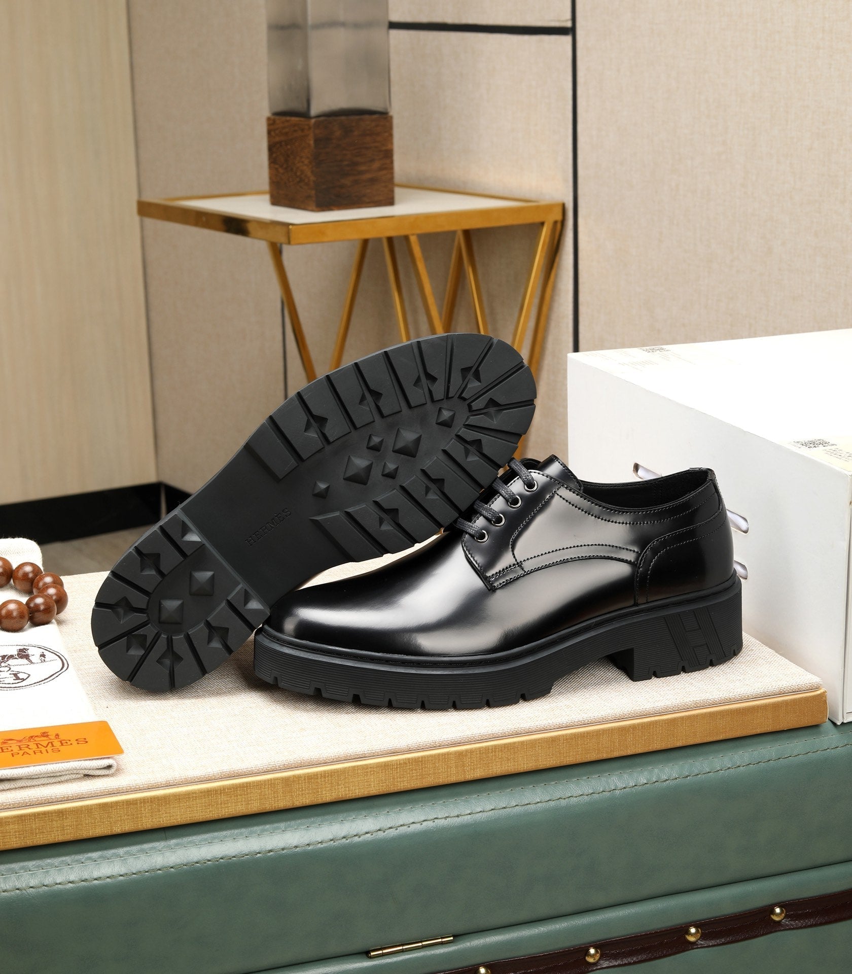 HM Men's Derby Shoes Black Calfskin 731289