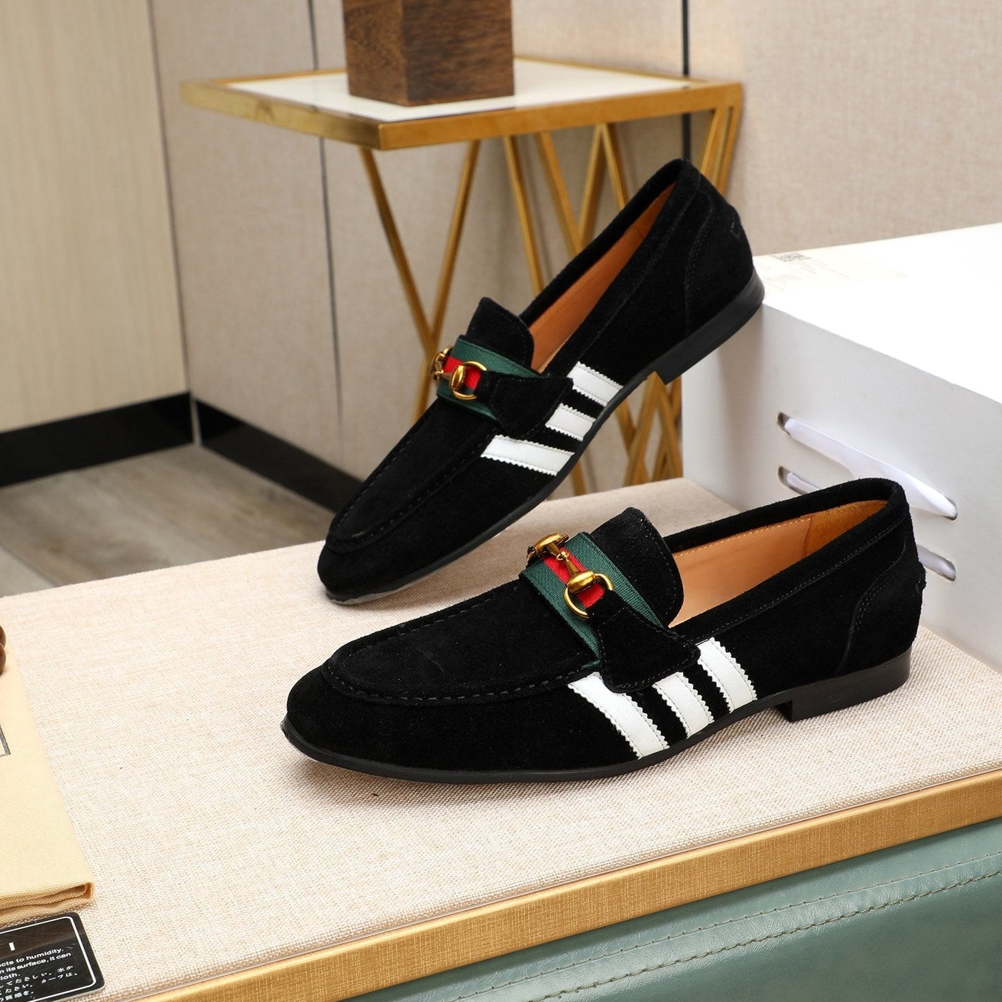 GG x Adidas Men's Jordaan Loafer Black Suede 456612