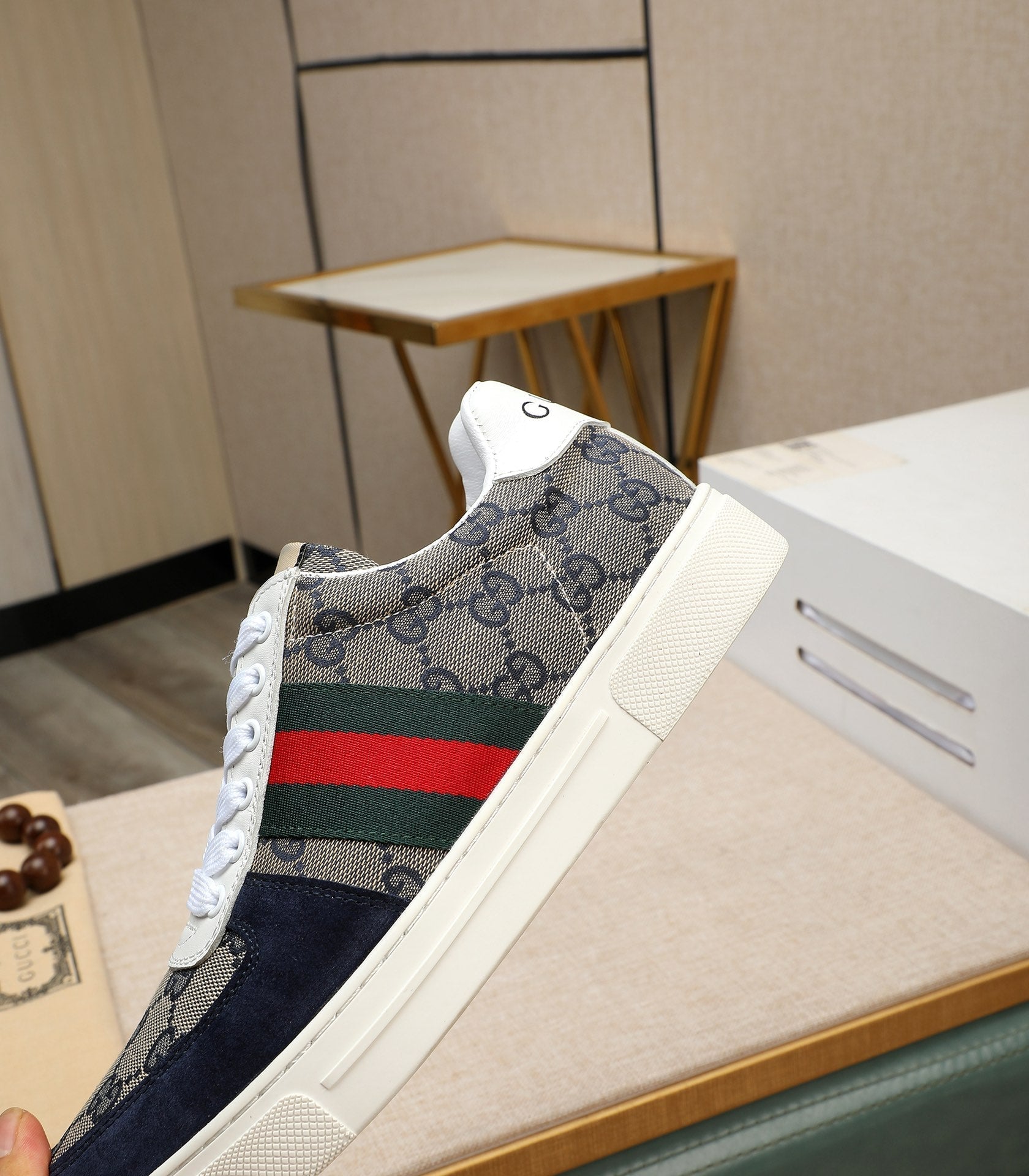 GG Men's Sneaker Blue Suede Canvas 487991