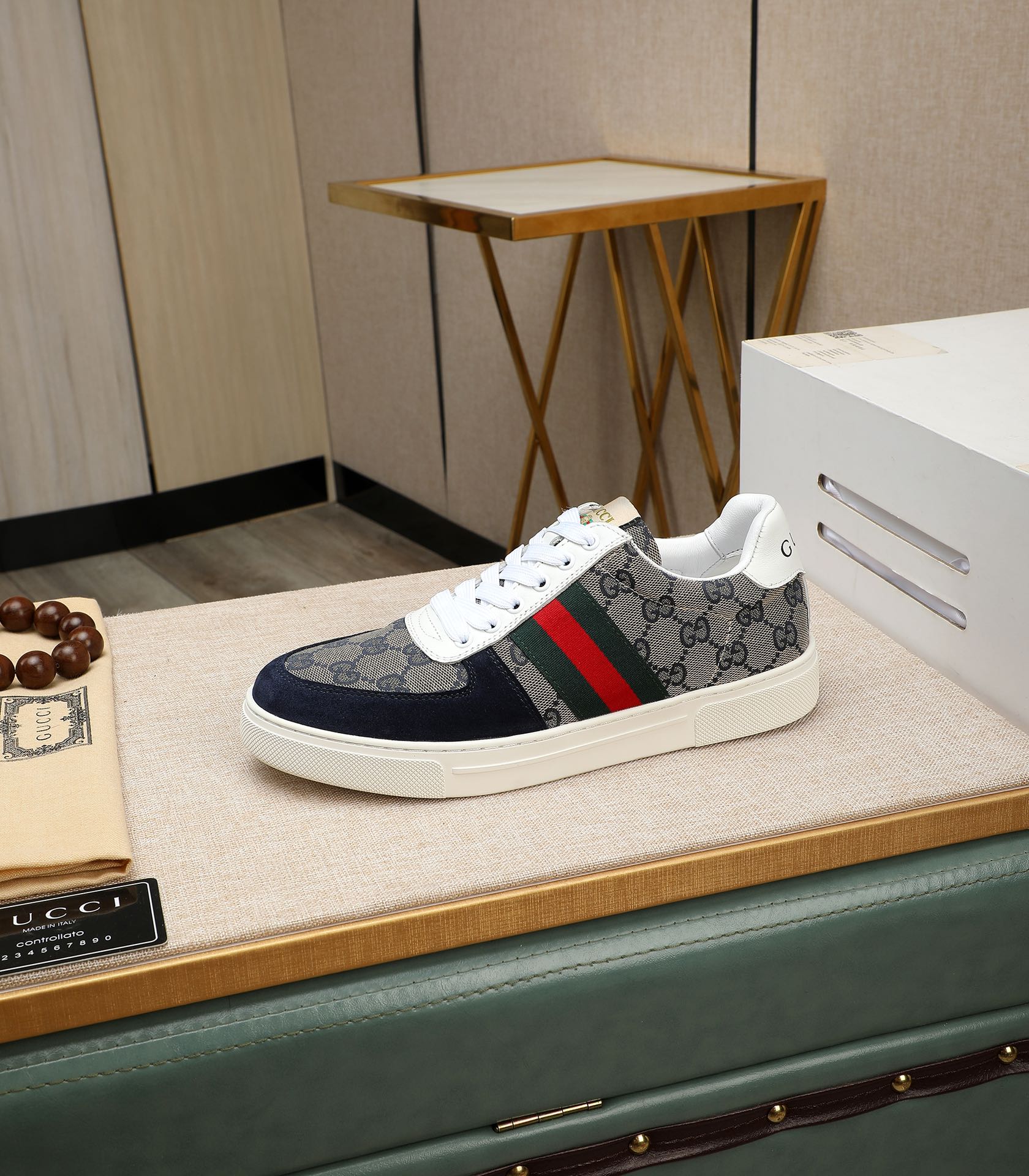 GG Men's Sneaker Blue Suede Canvas 487991