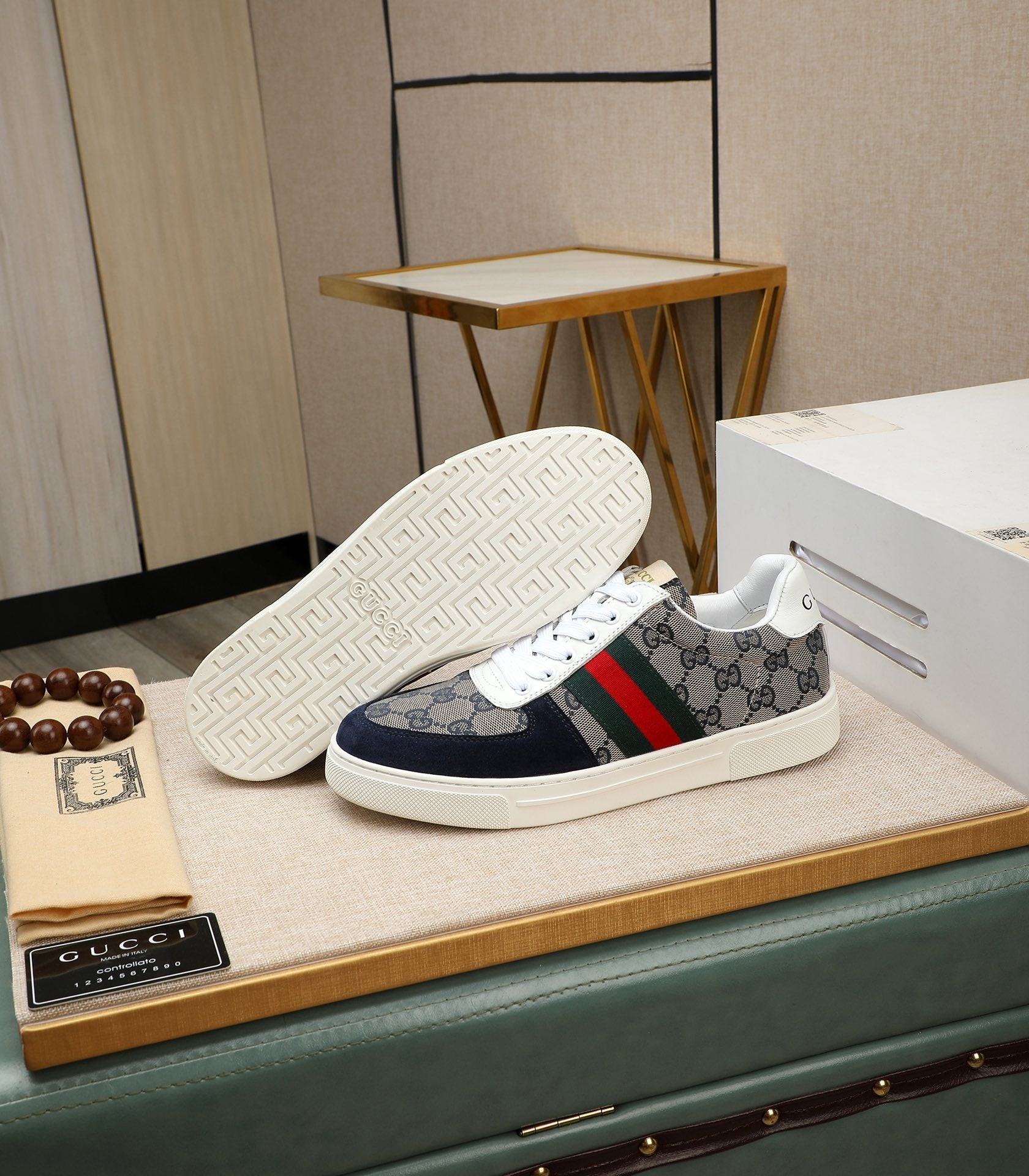 GG Men's Sneaker Blue Suede Canvas 487991