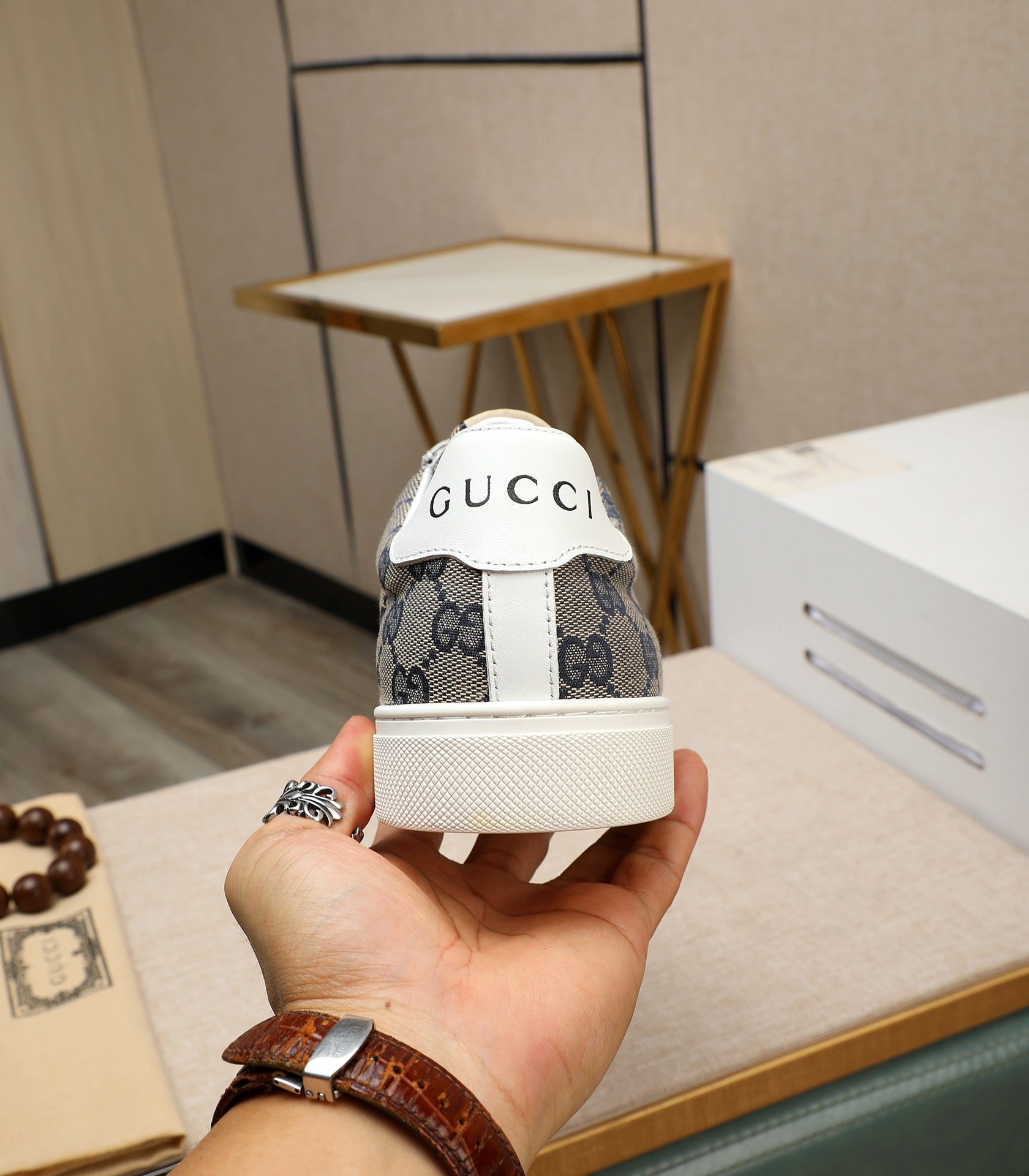 GG Men's Sneaker Blue Suede Canvas 487991