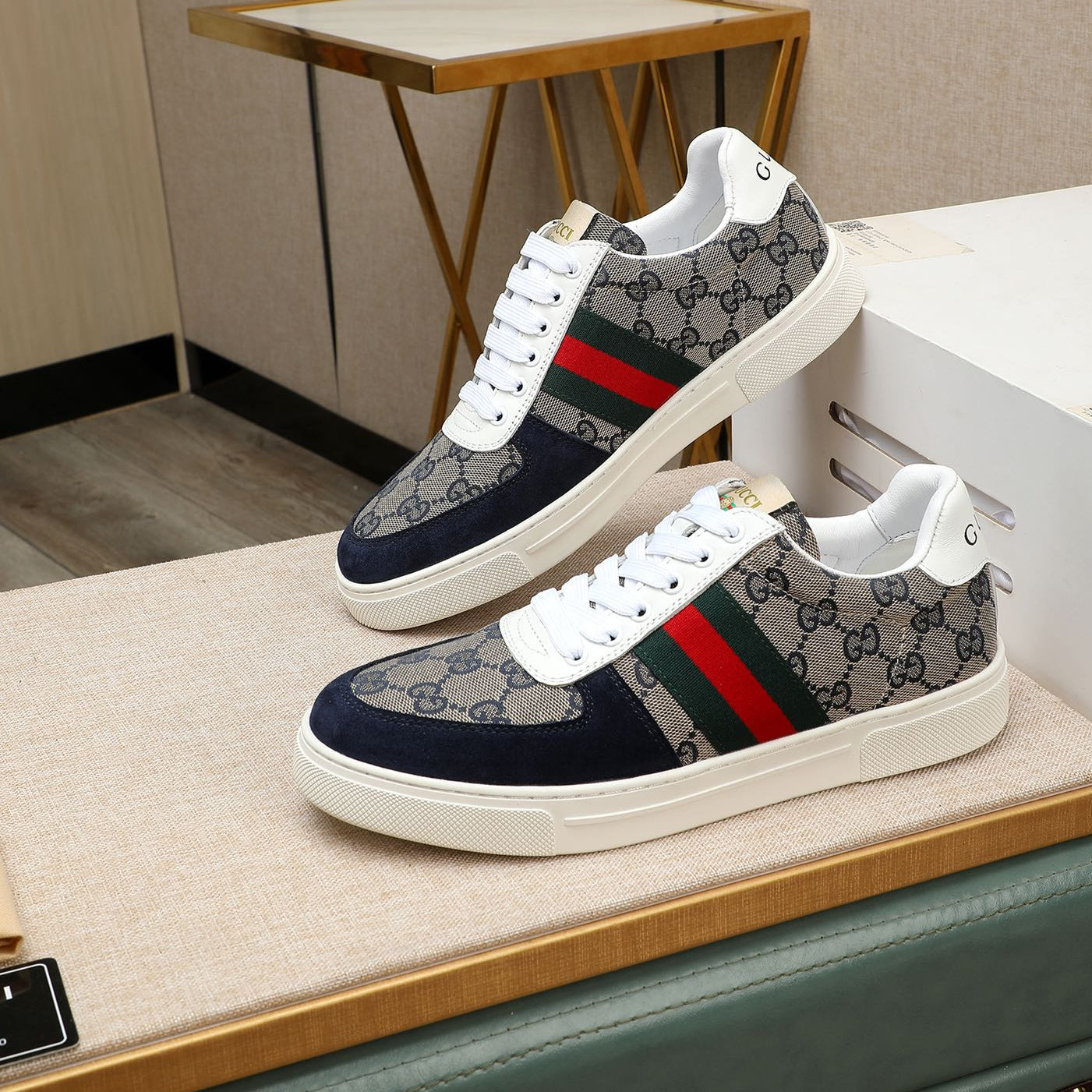 GG Men's Sneaker Blue Suede Canvas 487991