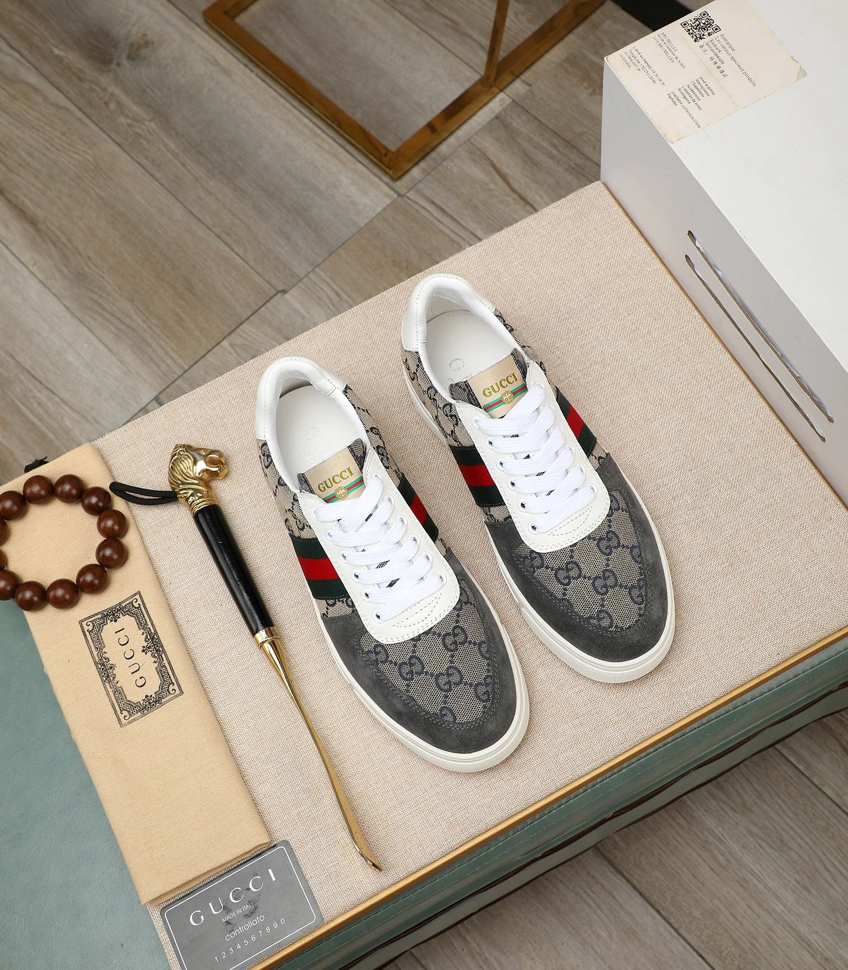 GG Men's Sneaker Grey Suede Canvas 487992