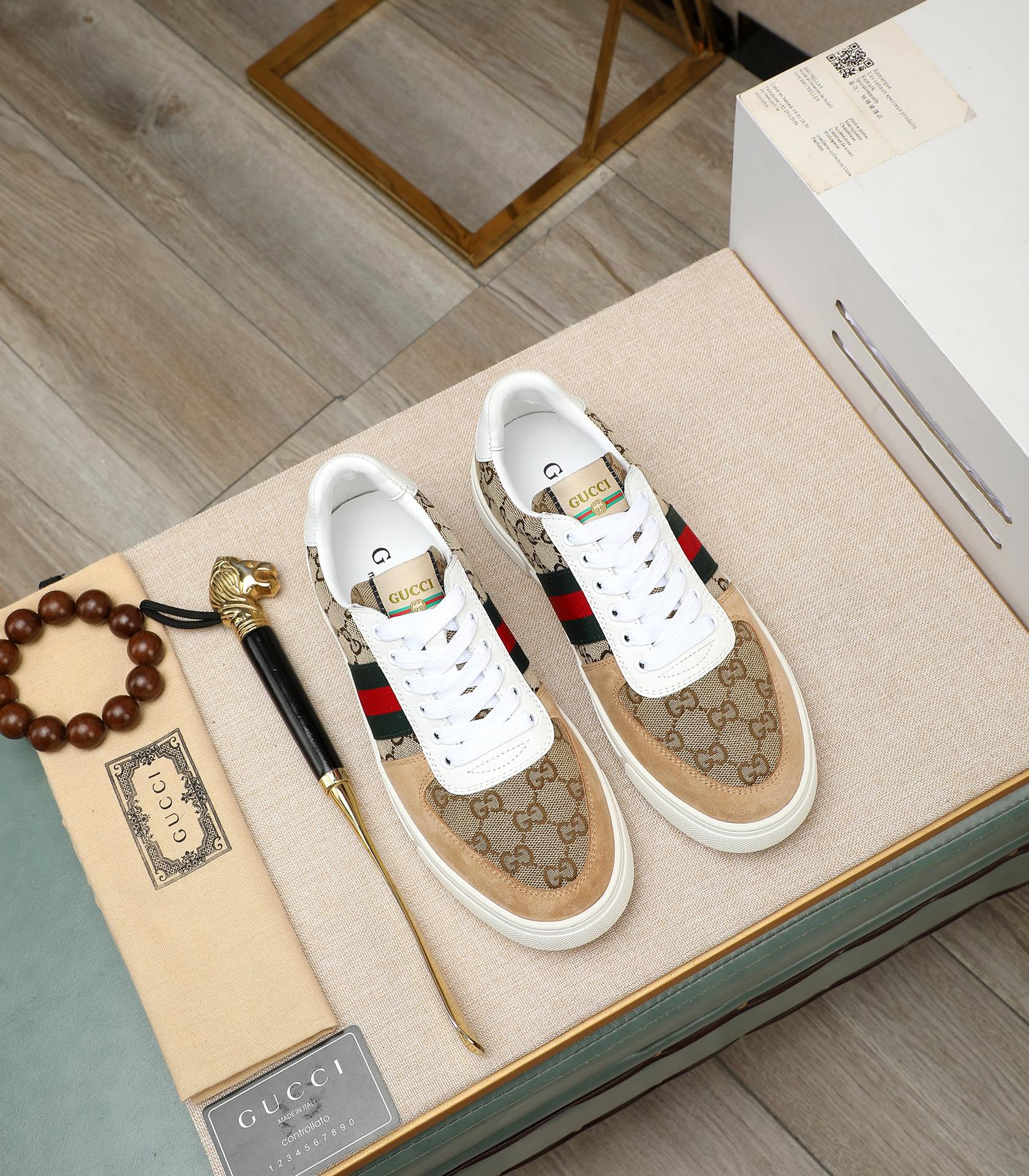 GG Men's Sneaker Brown Suede Canvas 487993