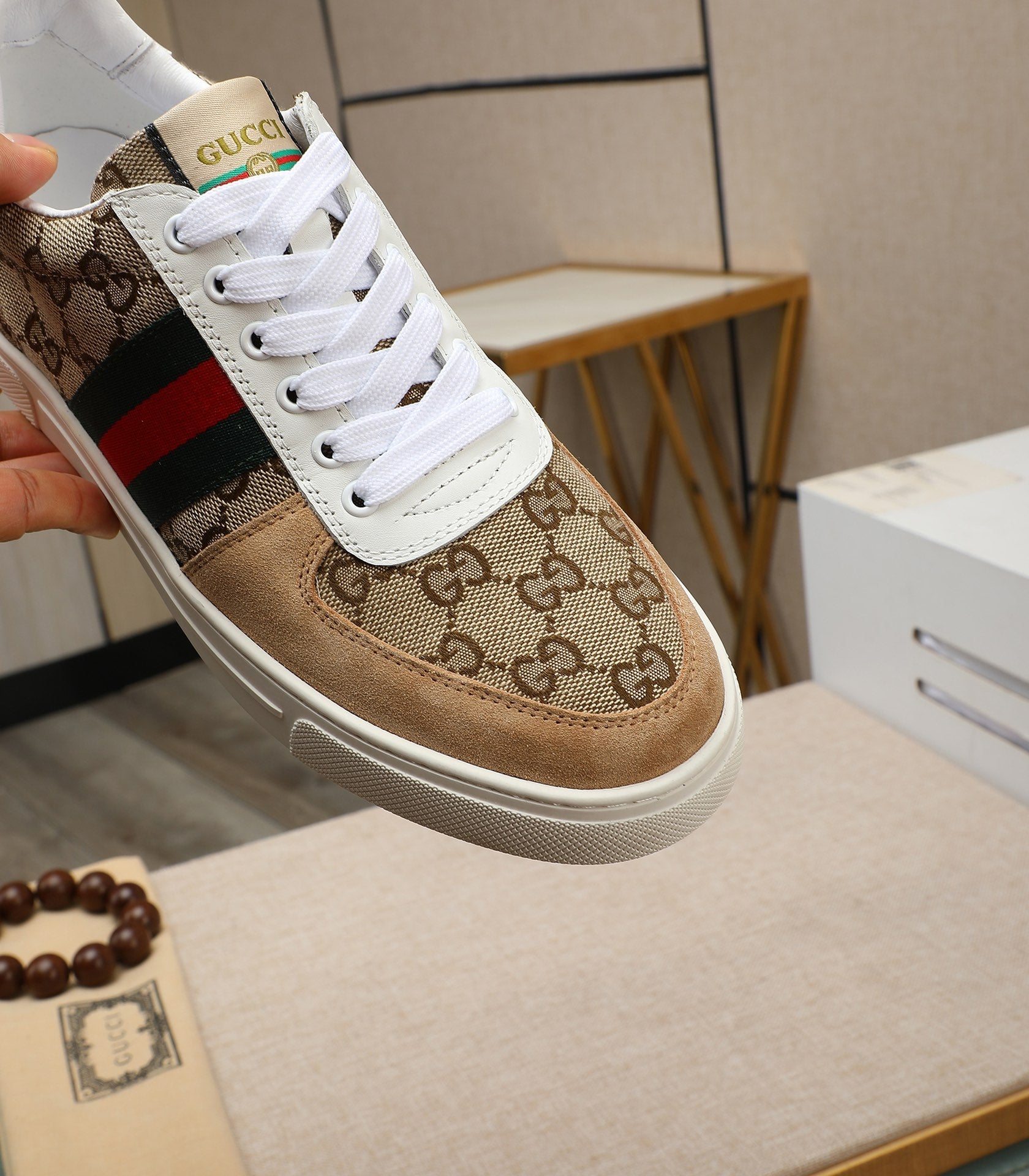 GG Men's Sneaker Brown Suede Canvas 487993