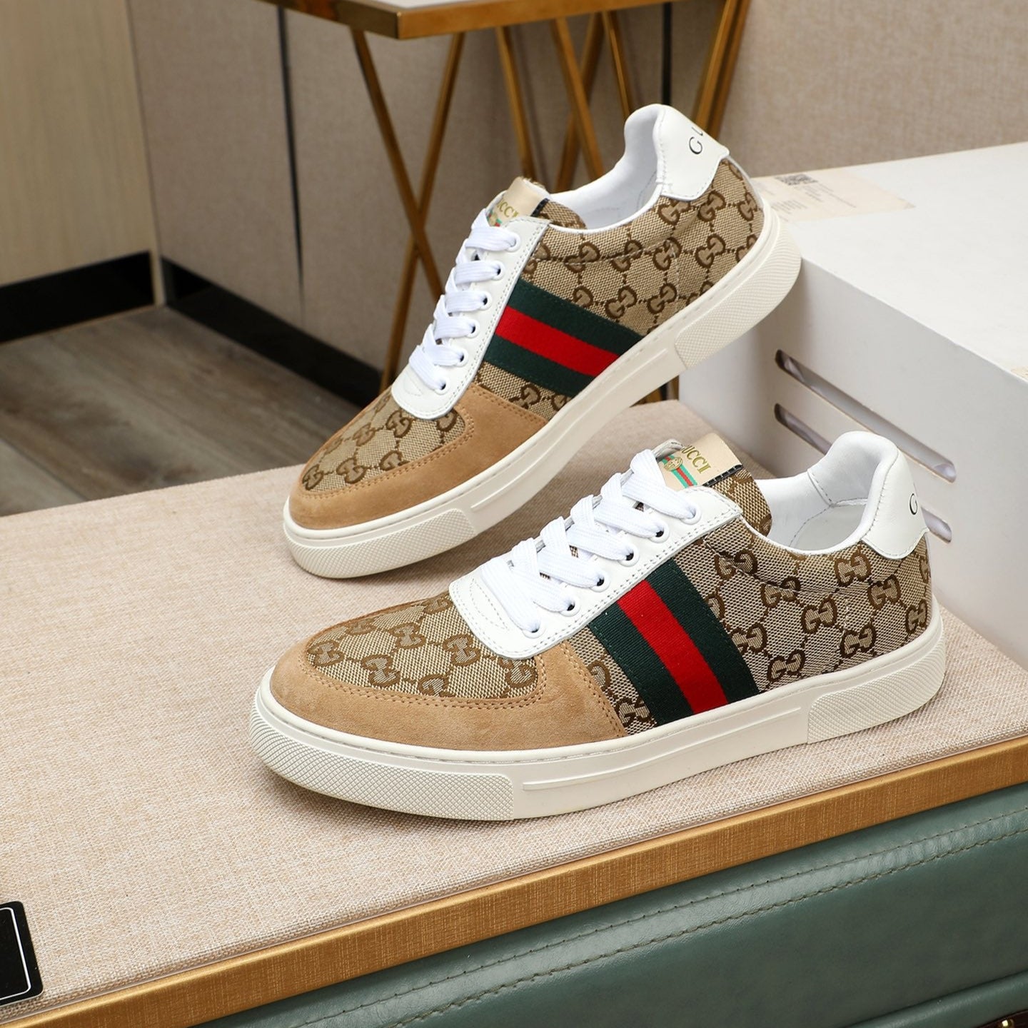 GG Men's Sneaker Brown Suede Canvas 487993