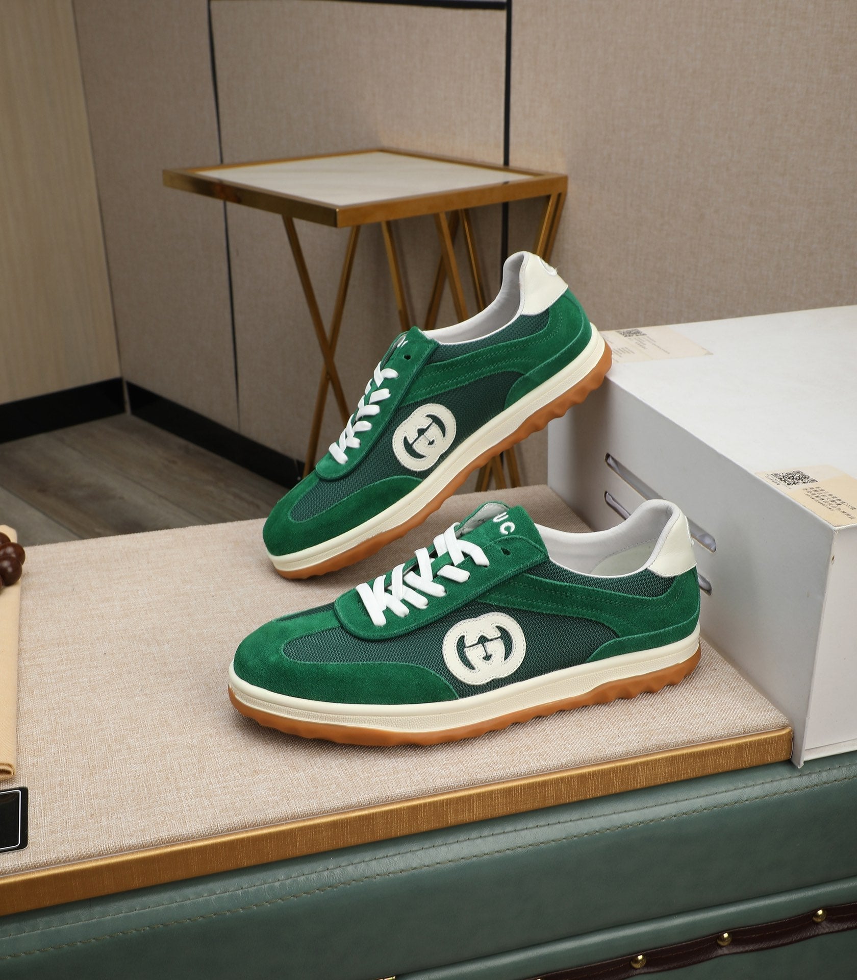 GG Men's G75 Sneaker Green Mesh Suede 270520