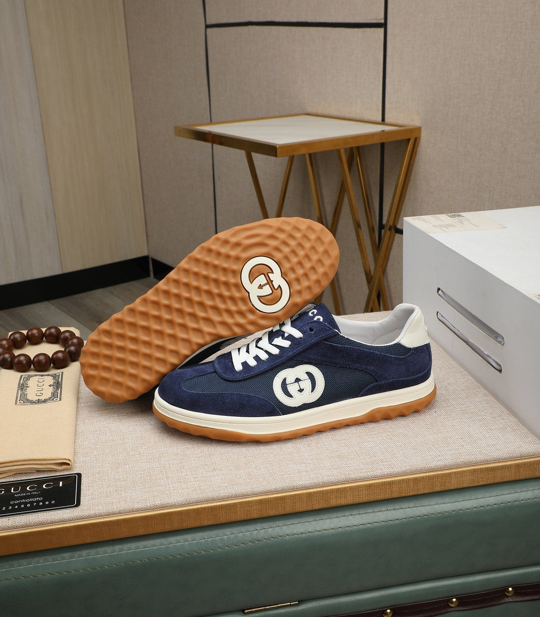 GG Men's G75 Sneaker Navy Blue Mesh Suede 270522