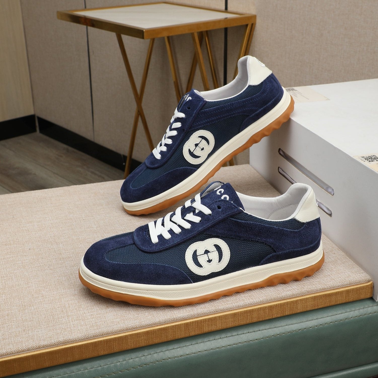 GG Men's G75 Sneaker Navy Blue Mesh Suede 270522