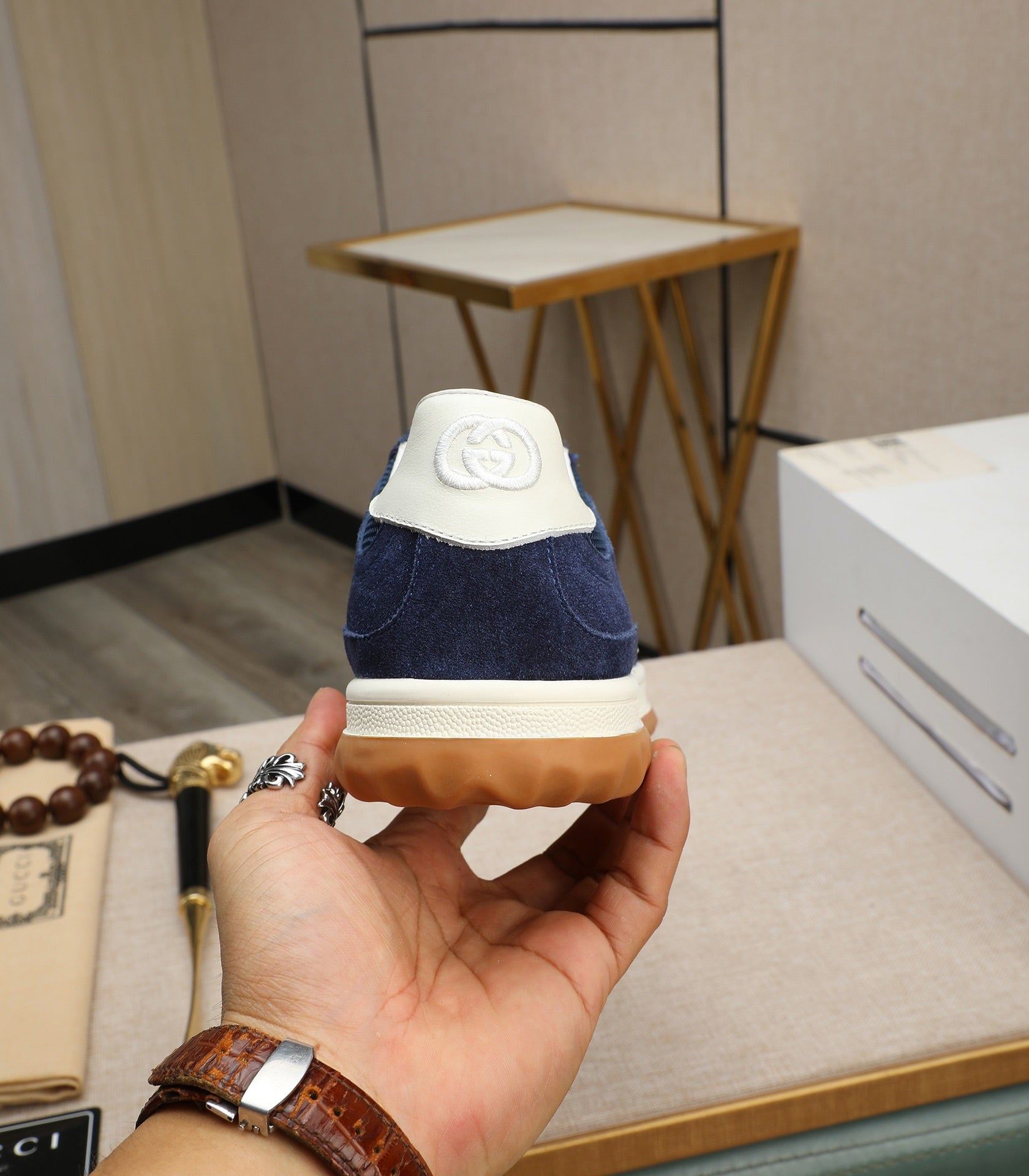 GG Men's G75 Sneaker Navy Blue Mesh Suede 270522