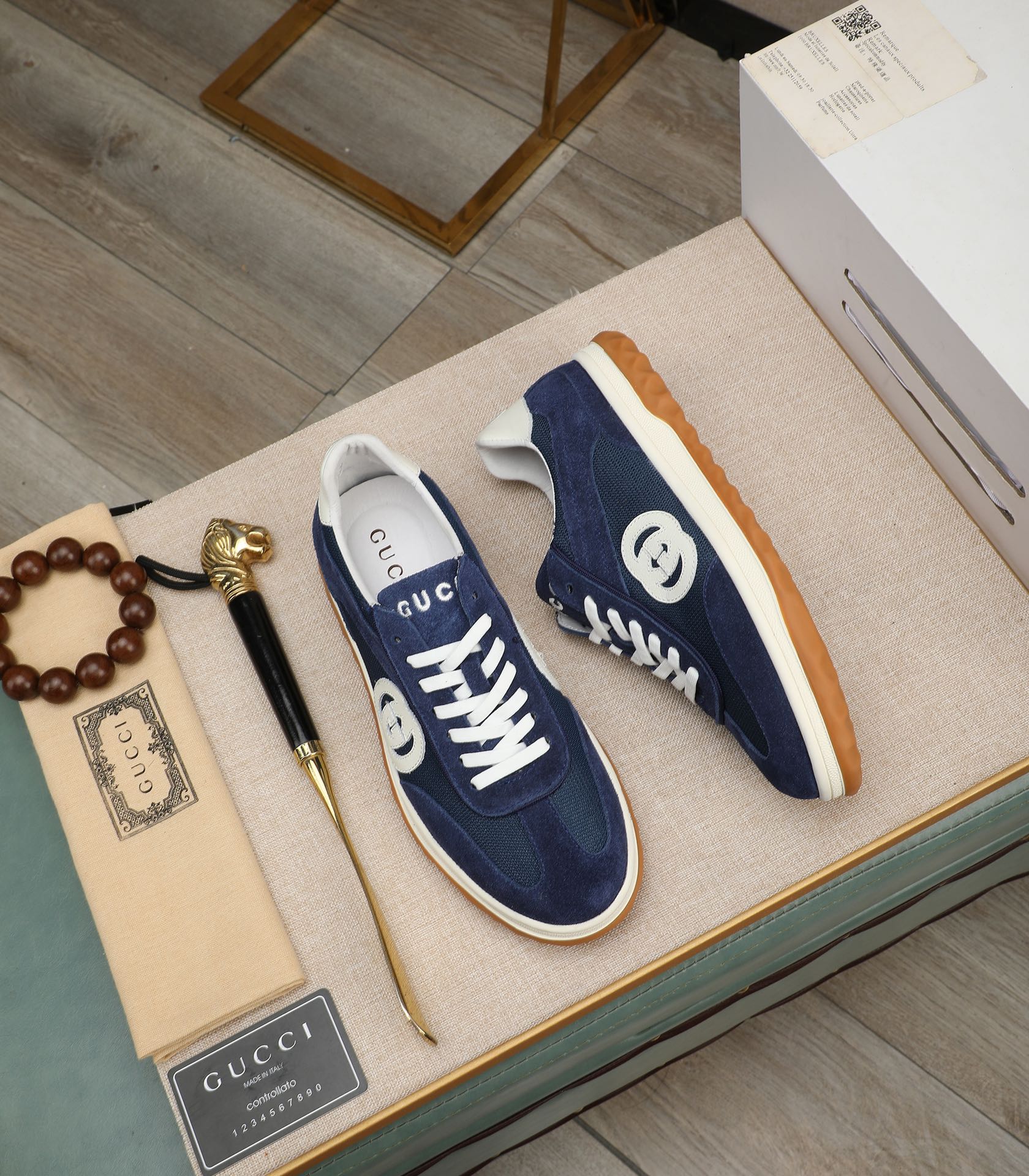 GG Men's G75 Sneaker Navy Blue Mesh Suede 270522