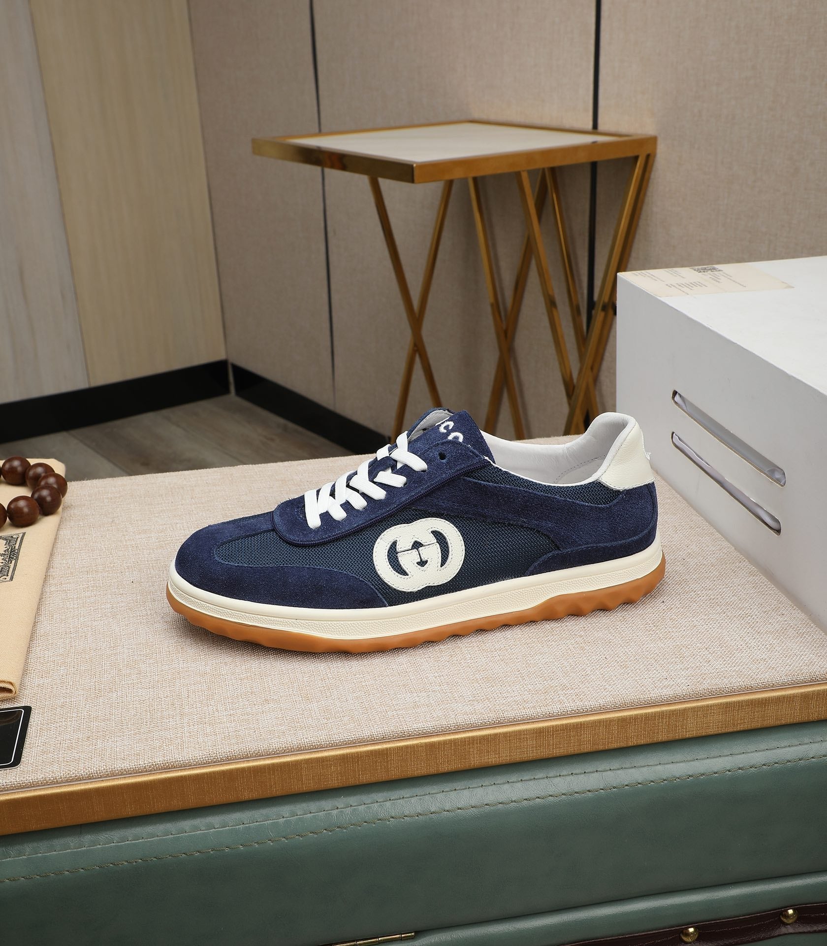 GG Men's G75 Sneaker Navy Blue Mesh Suede 270522