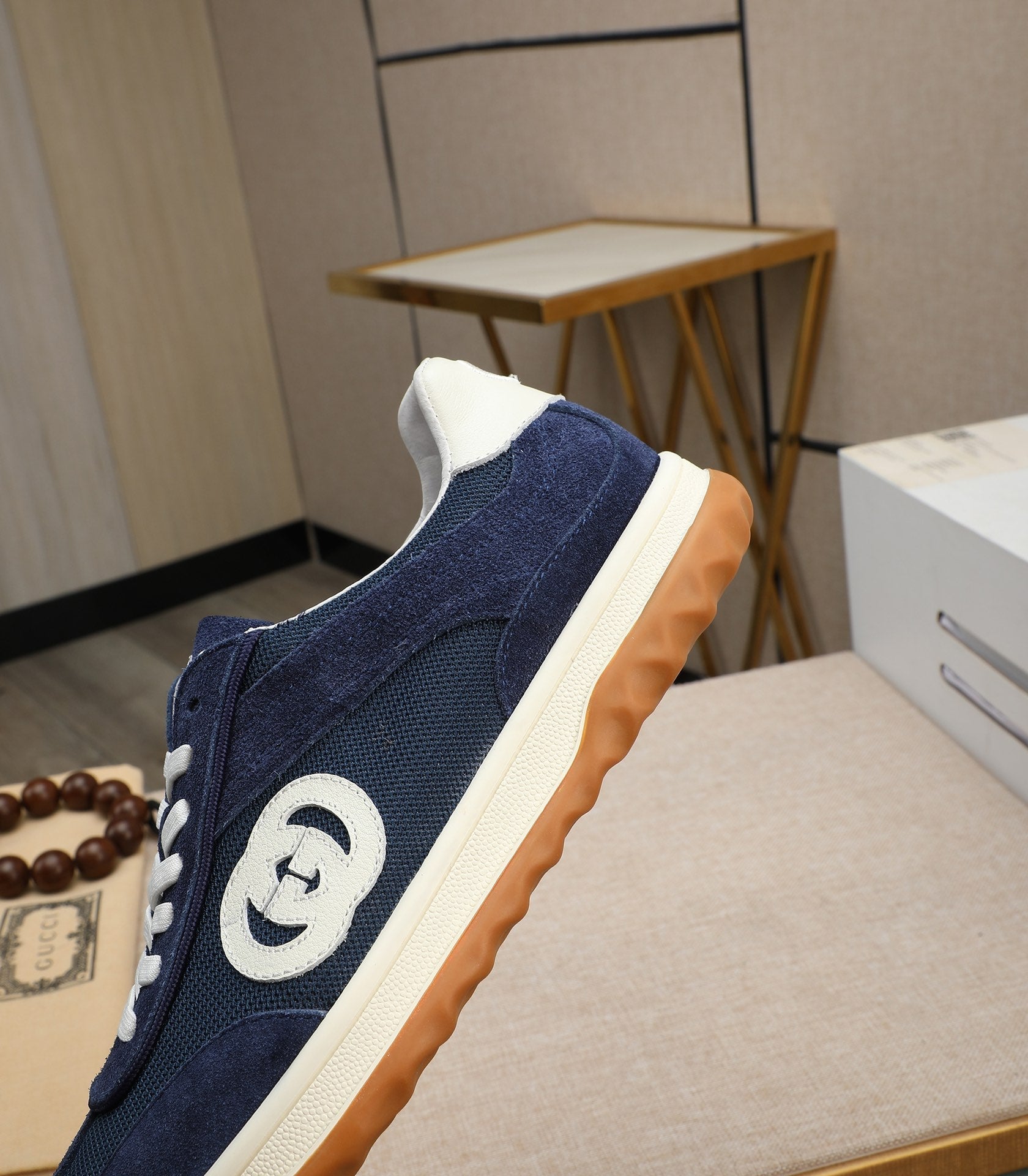 GG Men's G75 Sneaker Navy Blue Mesh Suede 270522