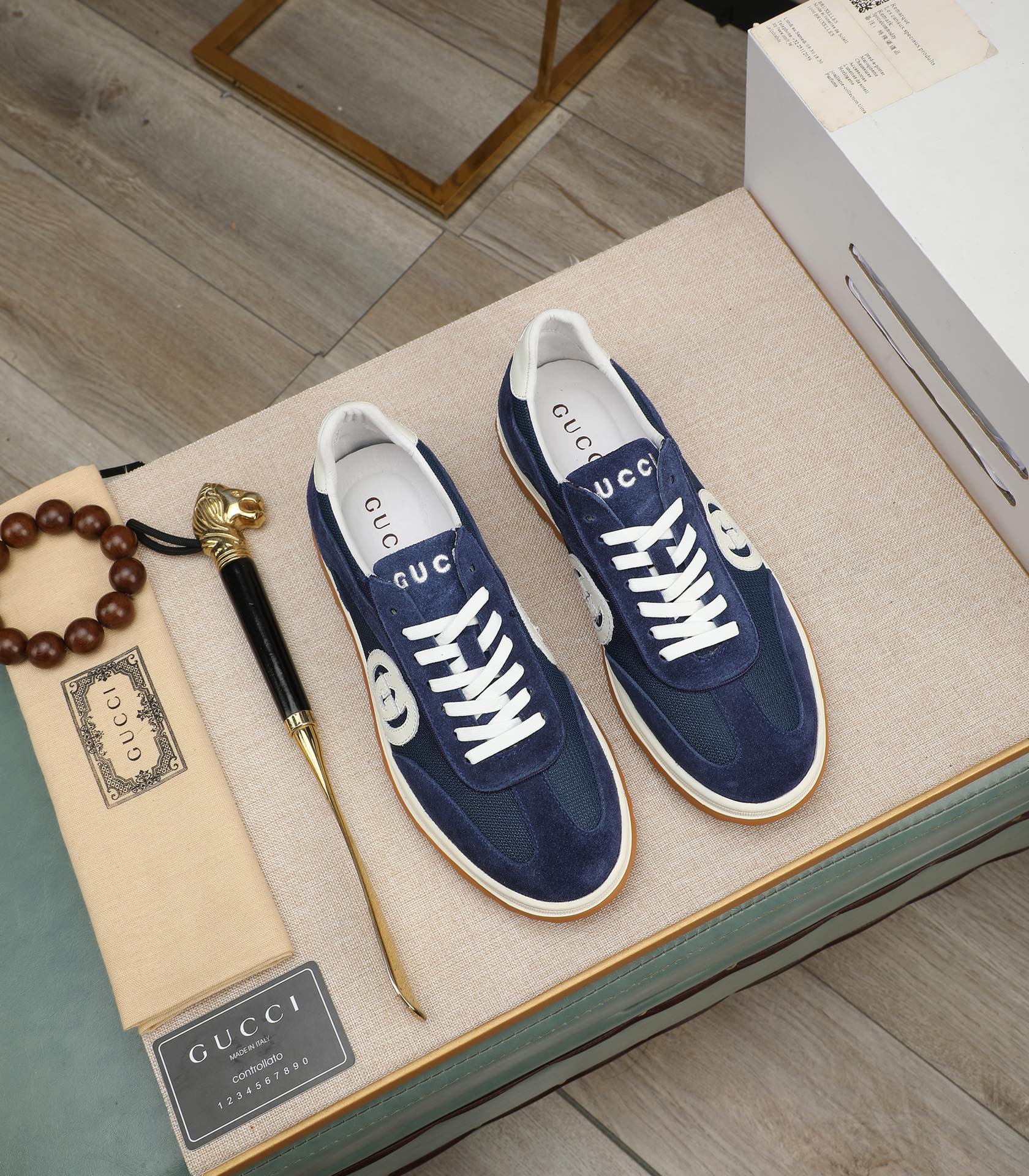 GG Men's G75 Sneaker Navy Blue Mesh Suede 270522