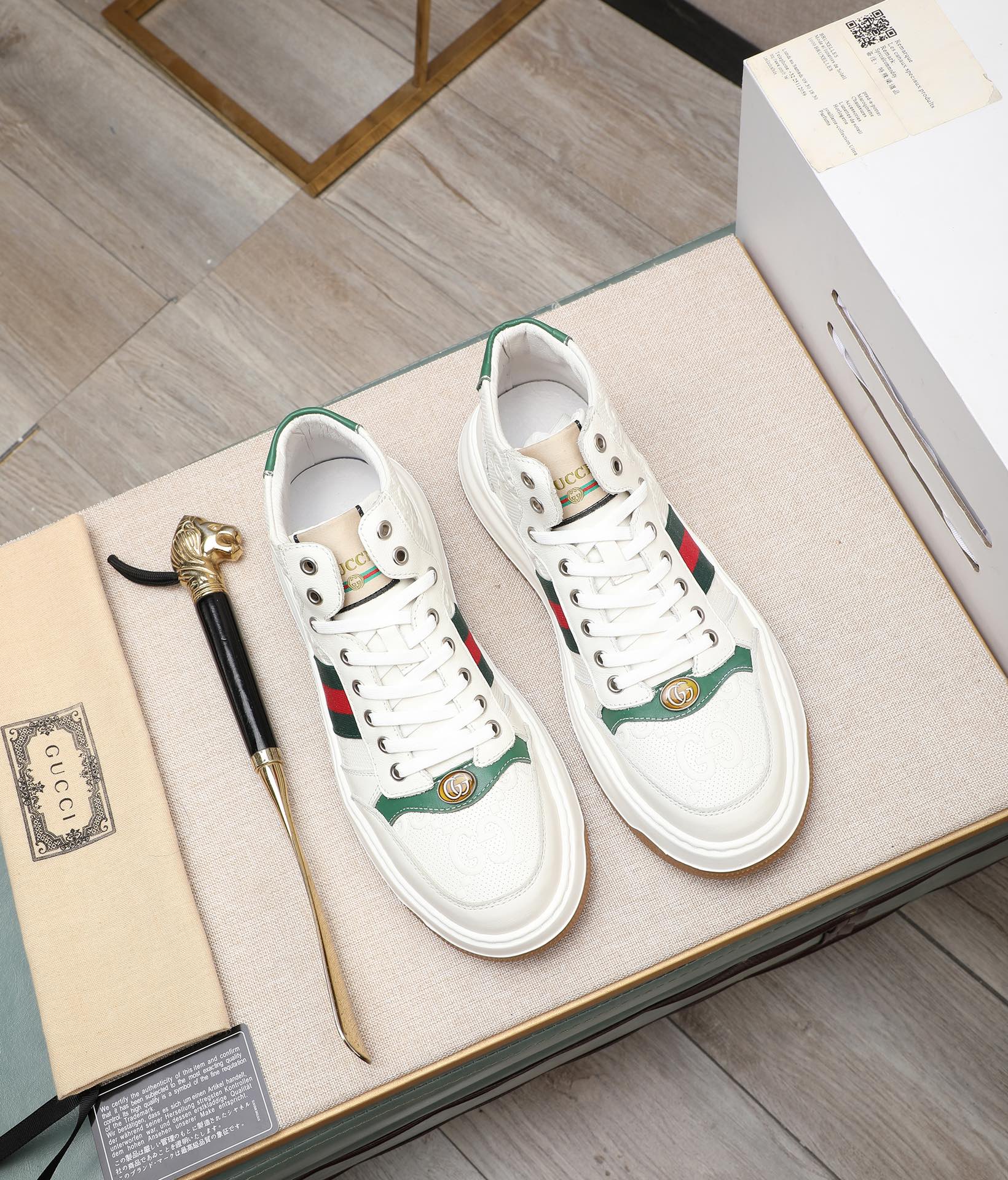 GG Men's Screener Sneaker White Cowhide 440159