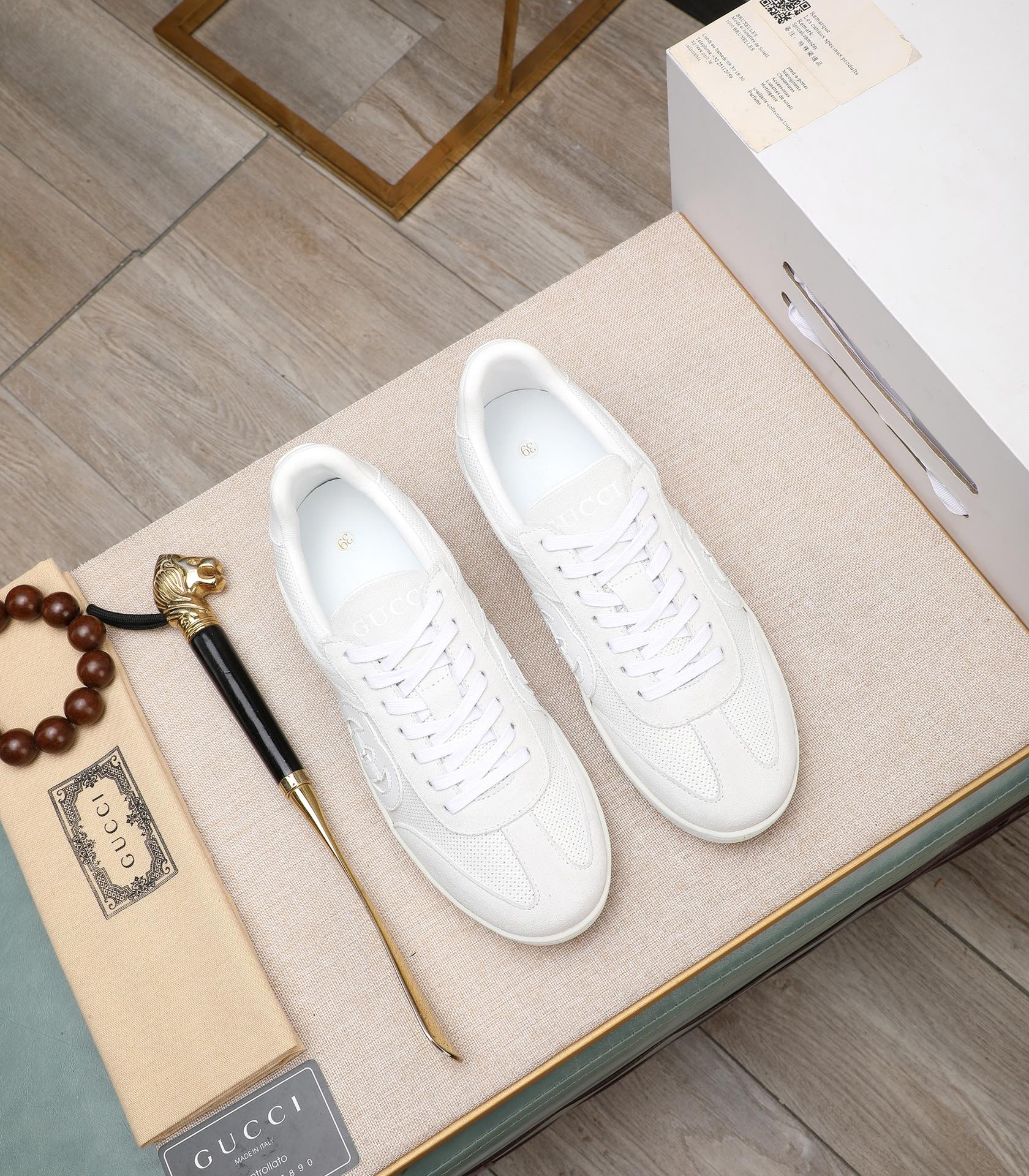 GG Men's G75 Sneaker White Mesh Suede 477880