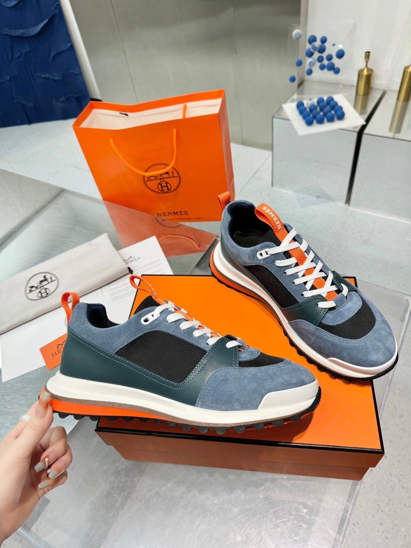 HM Men's Leader Sneaker Blue Suede Twill 754160