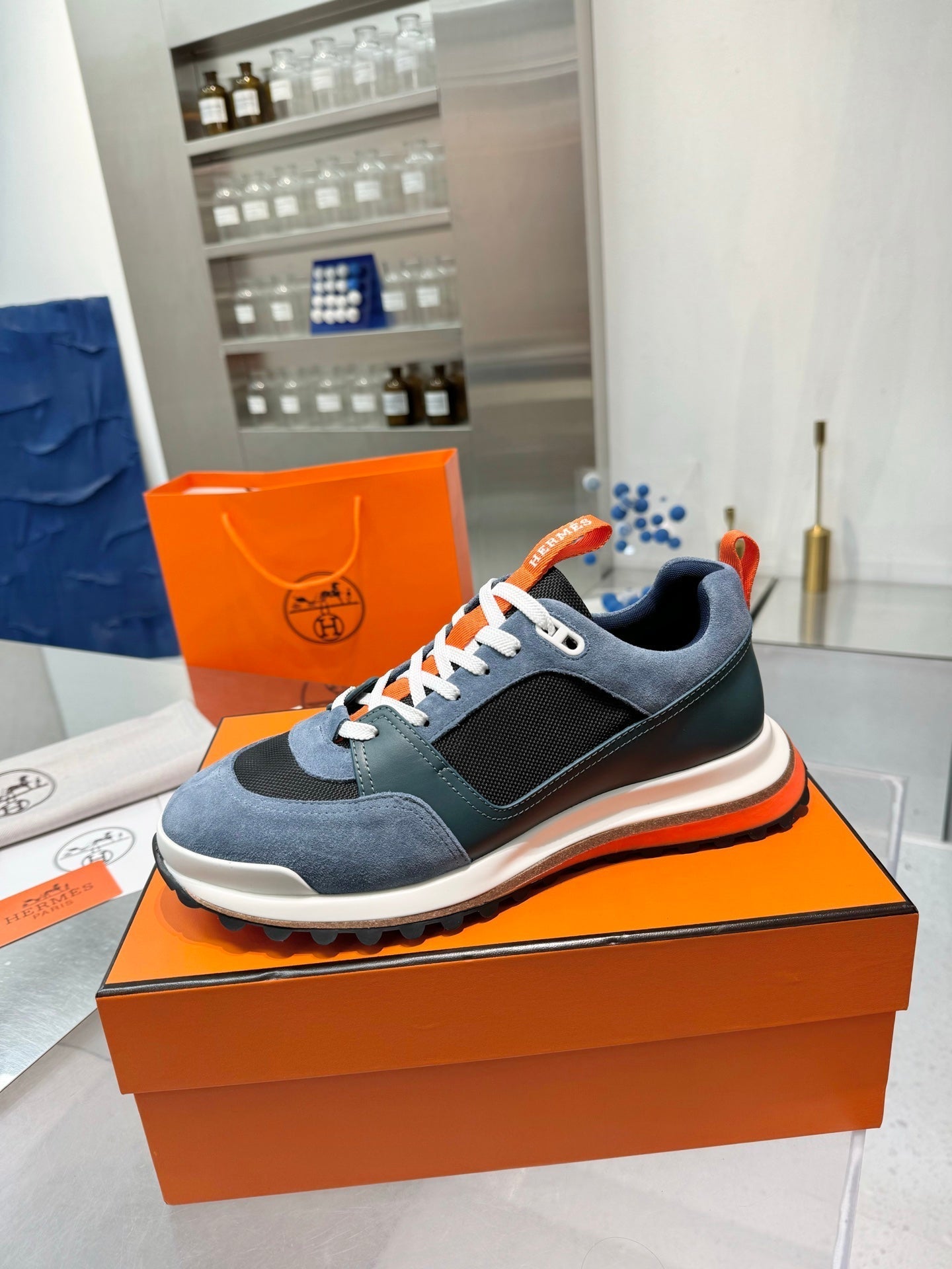 HM Men's Leader Sneaker Blue Suede Twill 754160