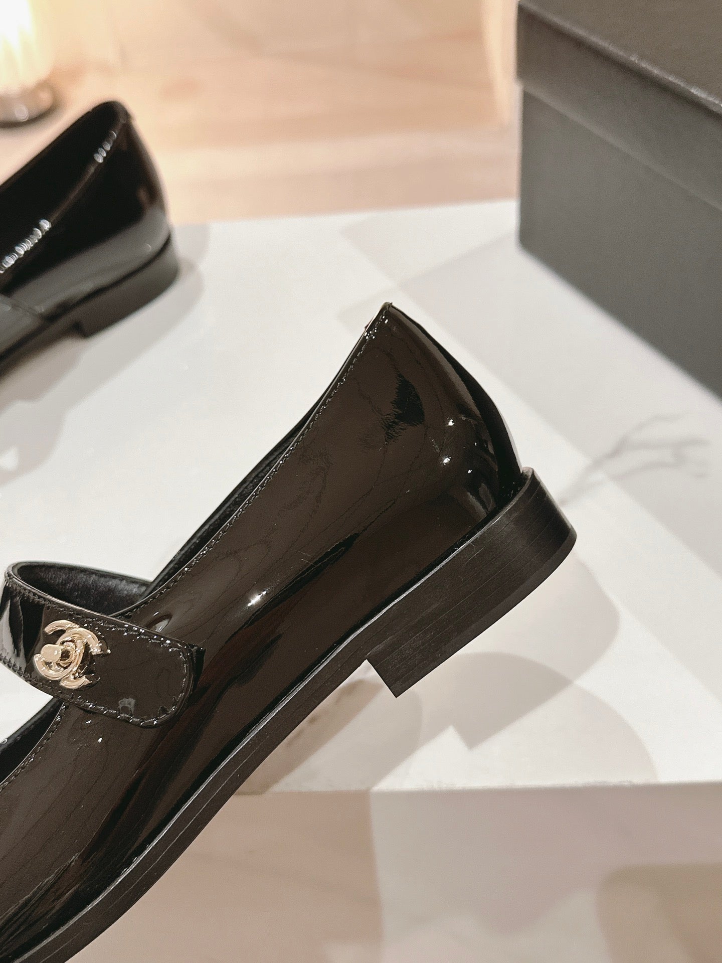 mary jane flat black patent calfskin