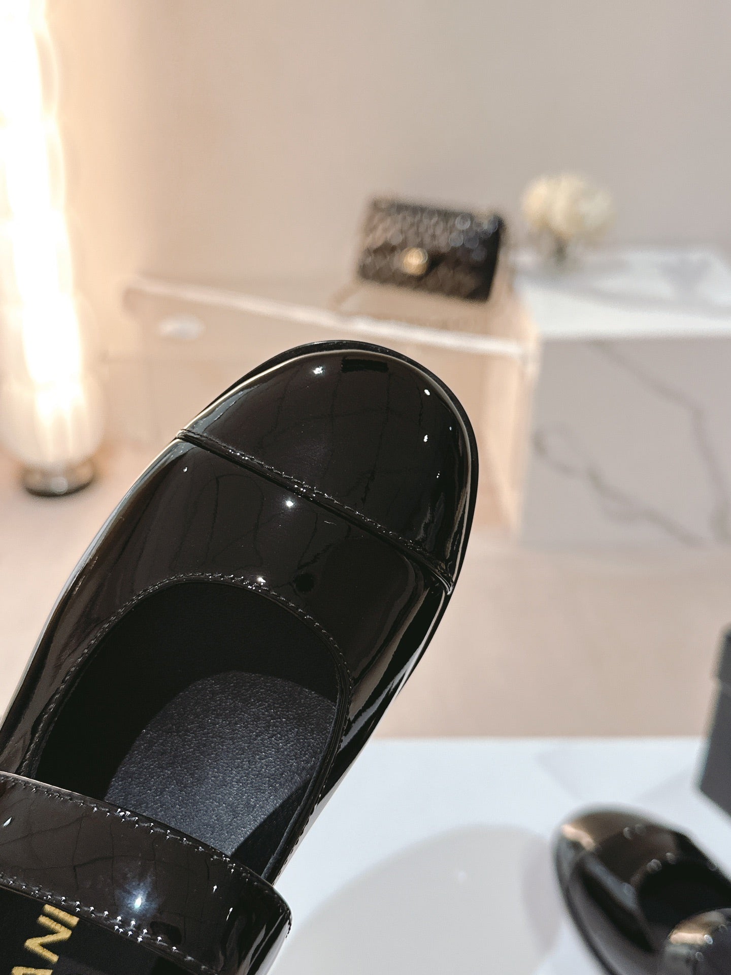 mary jane flat black patent calfskin