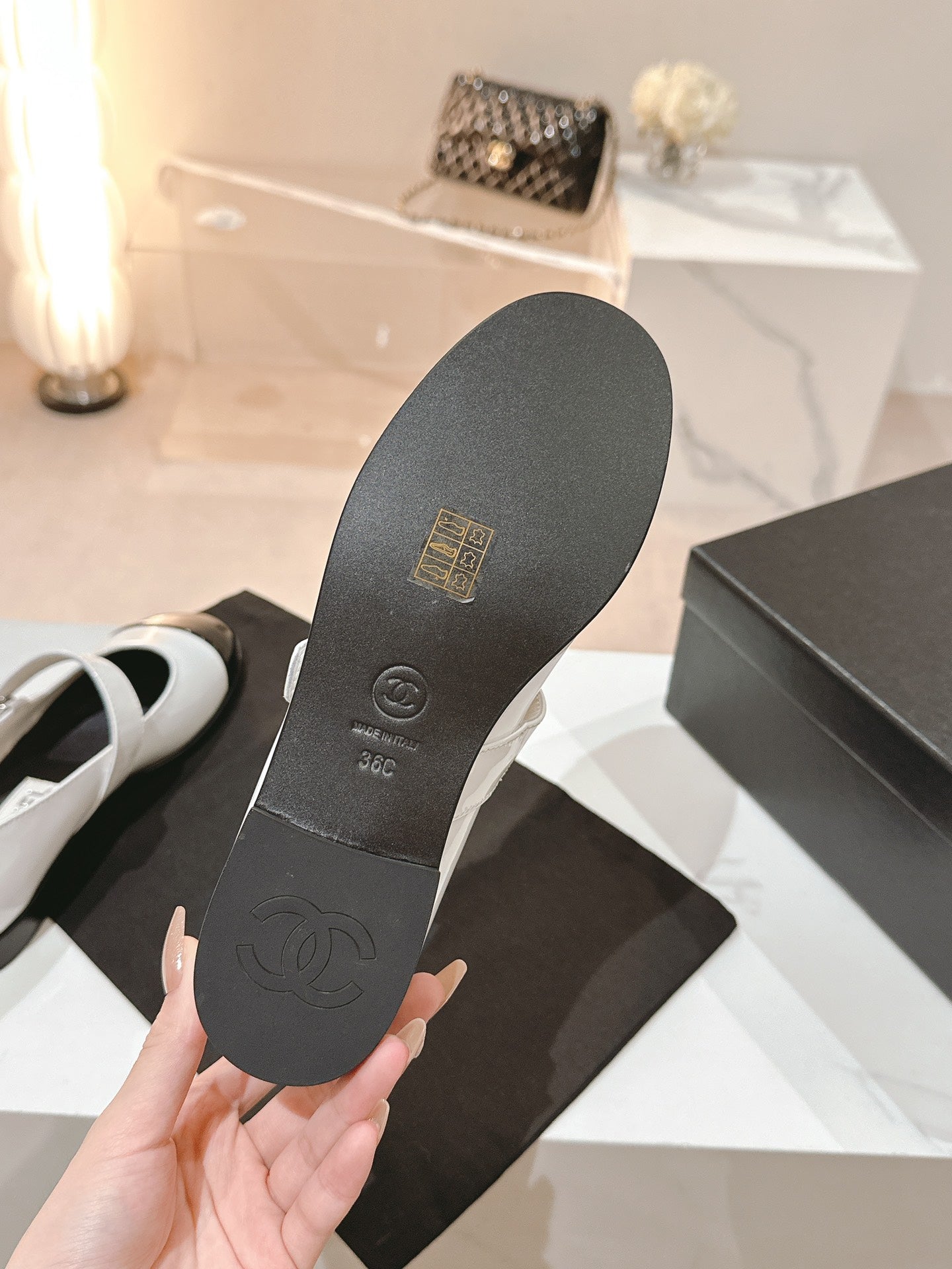 mary jane flat white black patent calfskin