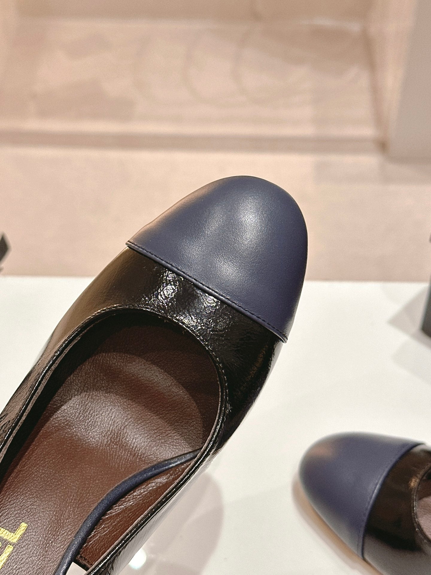 CC 24P SLINGBACKS 95MM BLACK NAVY LAMBSKIN