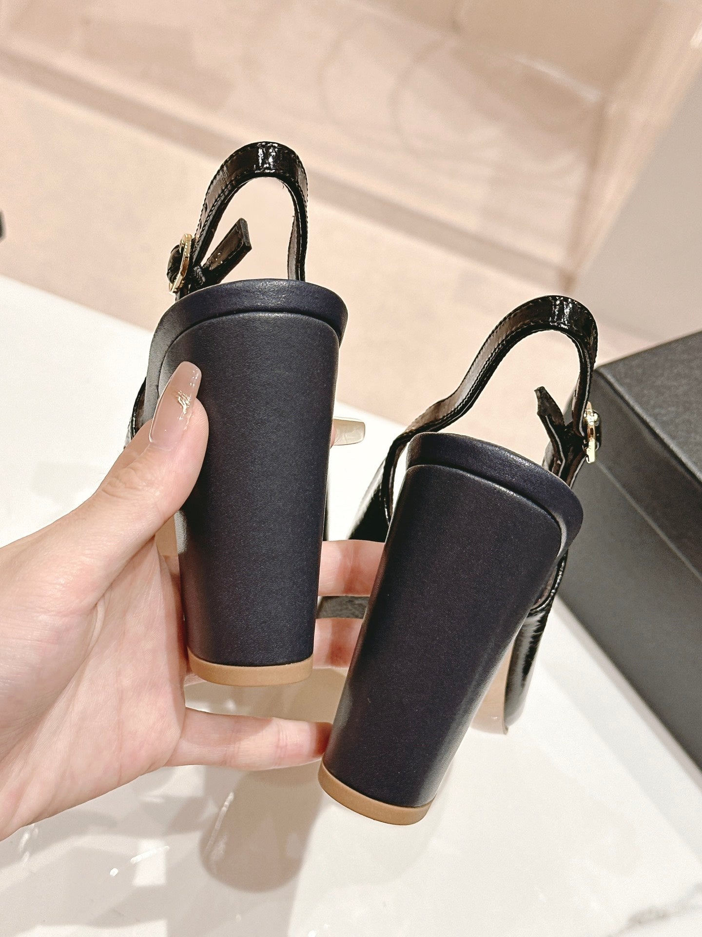 CC 24P SLINGBACKS 95MM BLACK NAVY LAMBSKIN