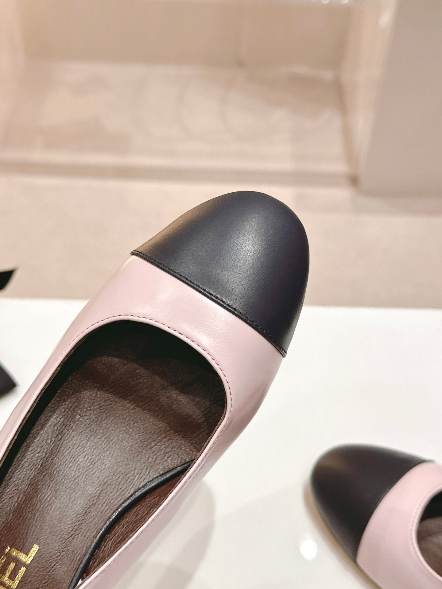 CC 24P SLINGBACKS 45MM PINK BLACK LAMBSKIN